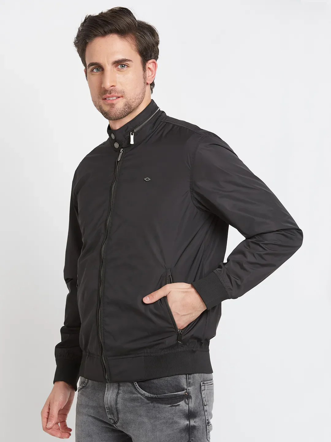 Black Regular Fit Long Sleeves Men's Jacket by Being Human Clothing - Image 4