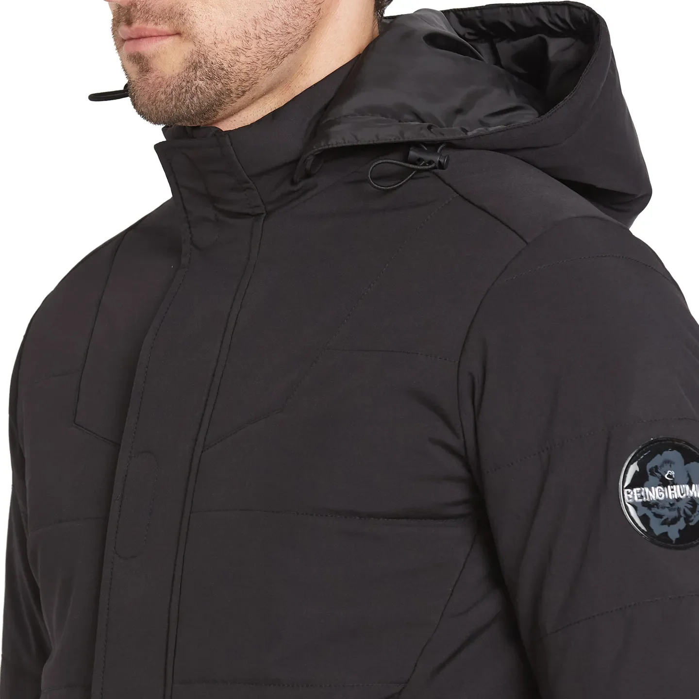 Black Regular Fit Long Sleeves Men's Jacket by Being Human Clothing - Image 5