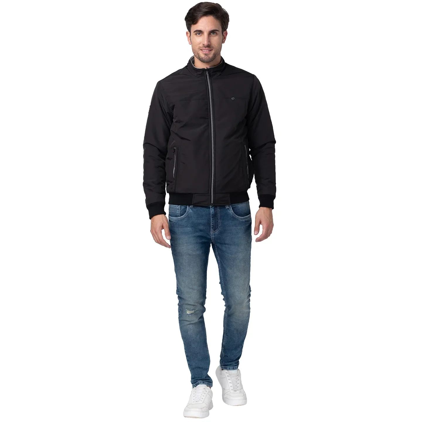 Black Regular Fit Men's Jacket by Being Human Clothing - Image 2