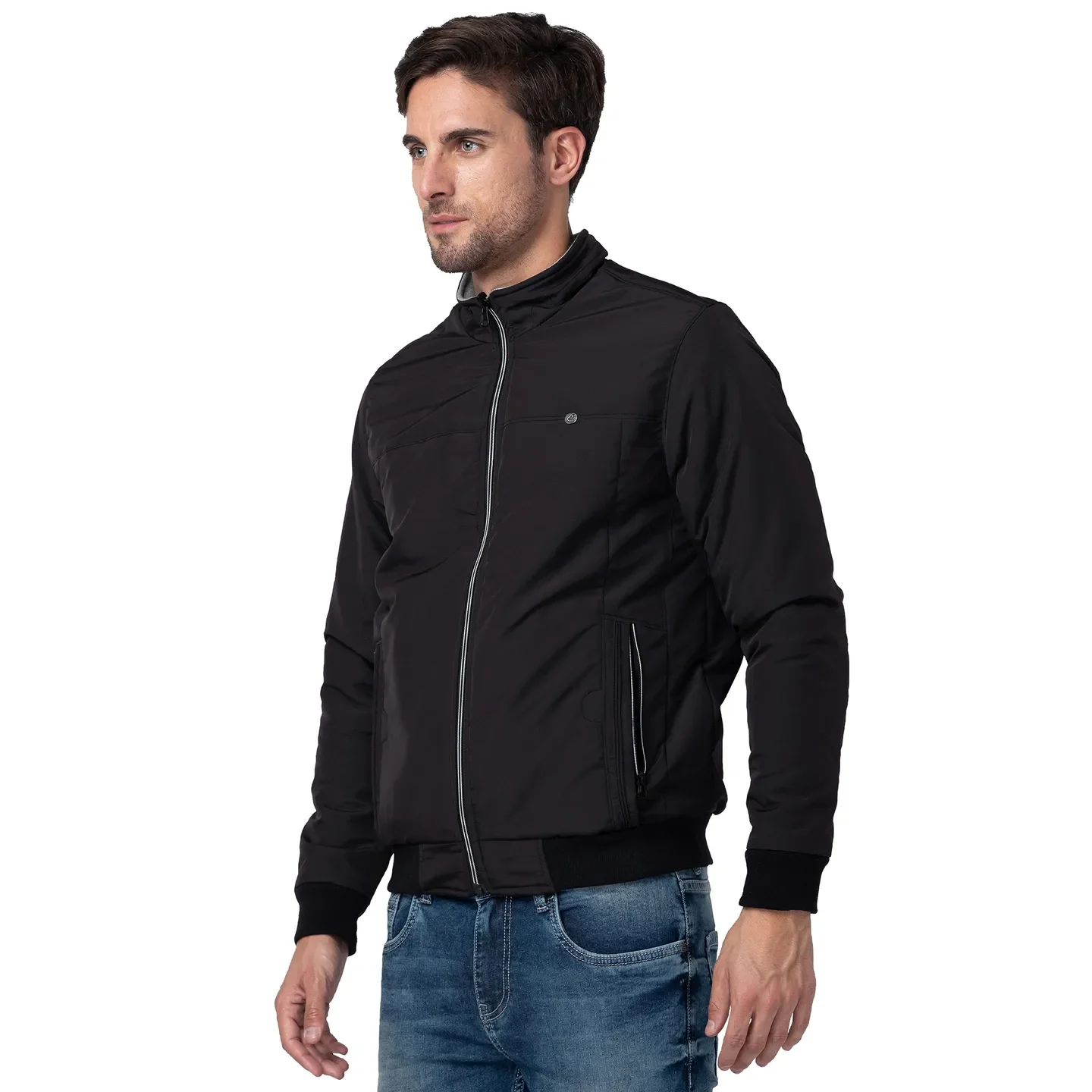 Black Regular Fit Men's Jacket by Being Human Clothing - Image 4
