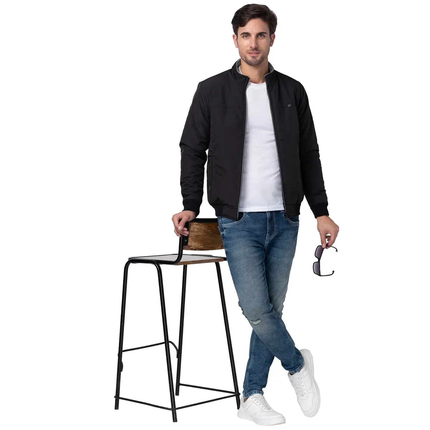 Black Regular Fit Men's Jacket by Being Human Clothing - Image 6