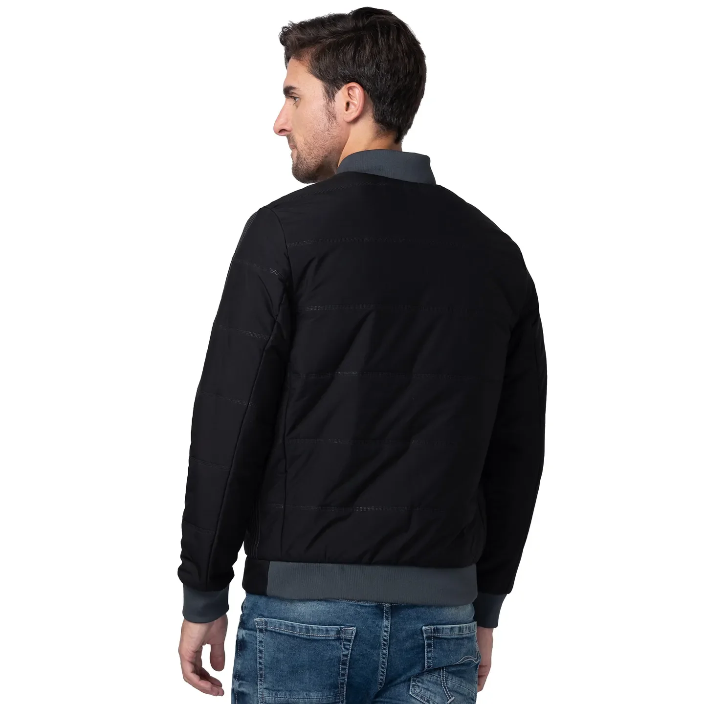 Black Regular Fit Long Sleeves Polyester Men's Jacket by Being Human Clothing - Image 3