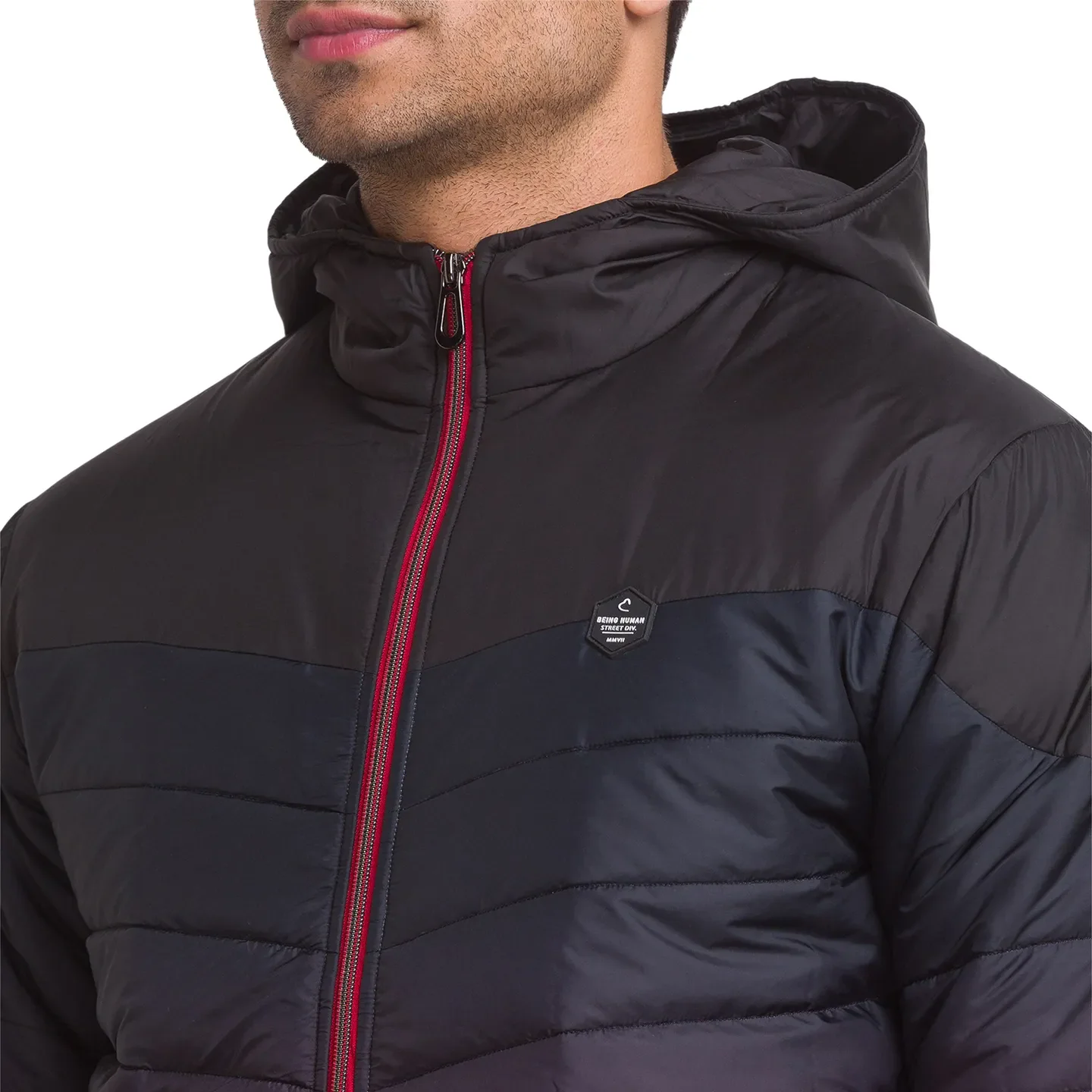Black Regular Fit Long Sleeves Polyester Men's Jacket by Being Human Clothing - Image 4