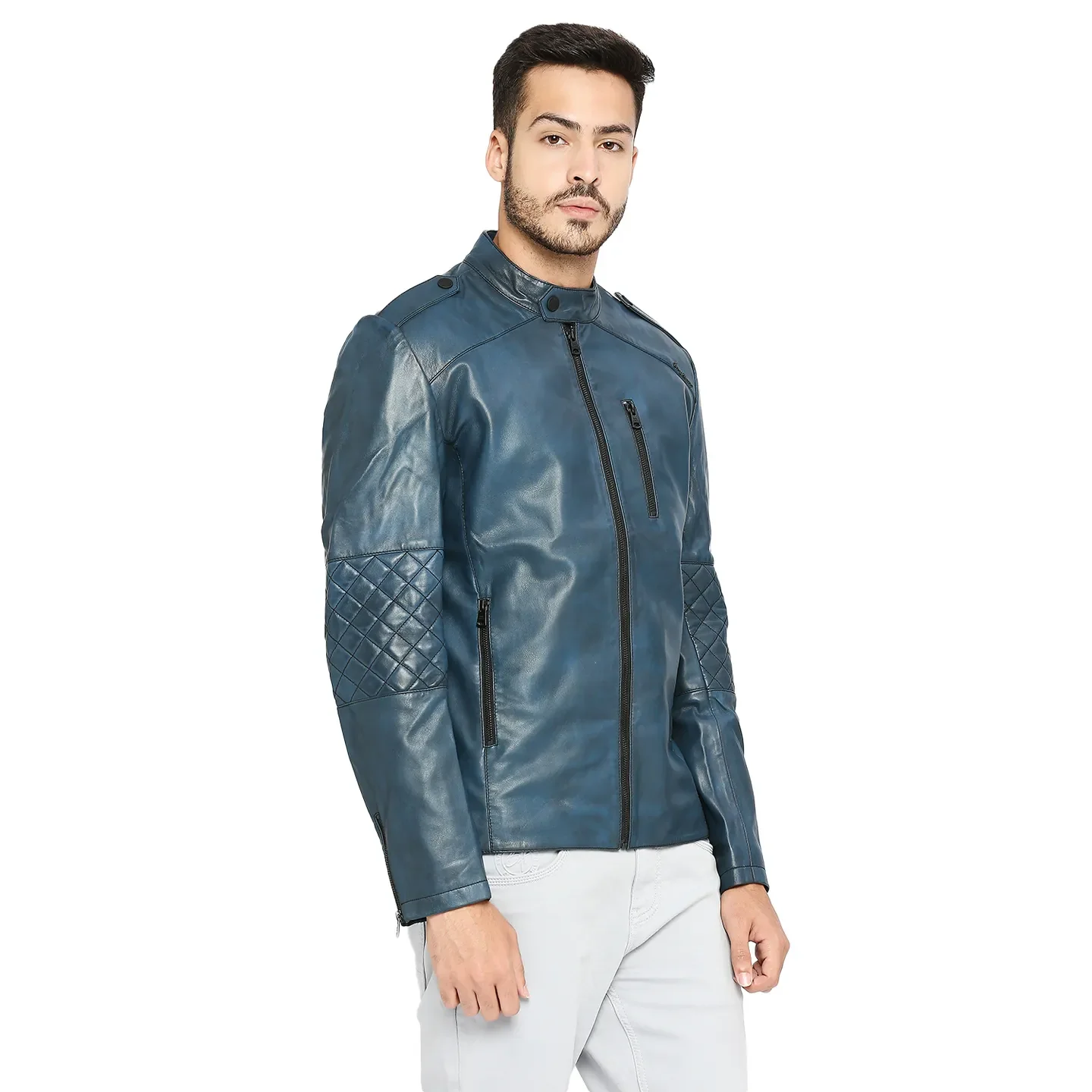 Blue Regular Fit Men's Jacket by Being Human Clothing - Image 3
