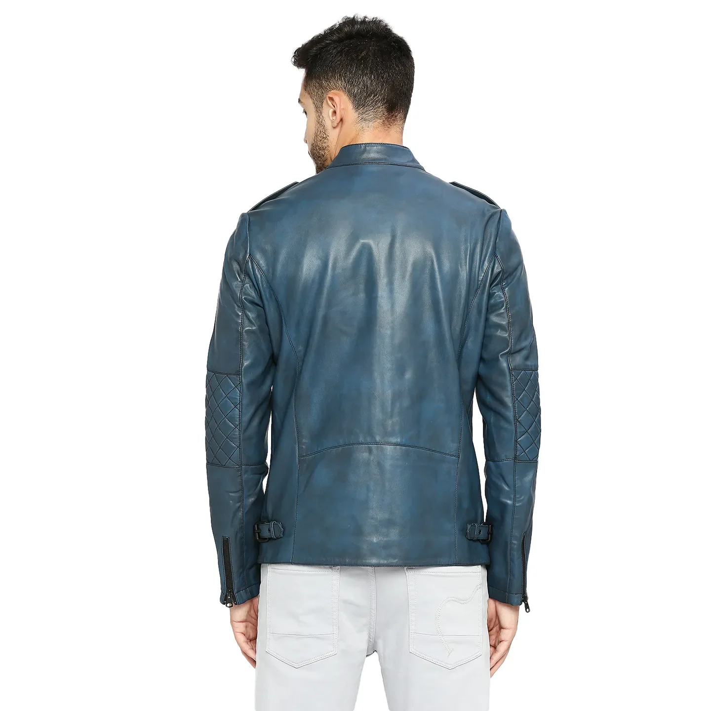 Blue Regular Fit Men's Jacket by Being Human Clothing - Image 4