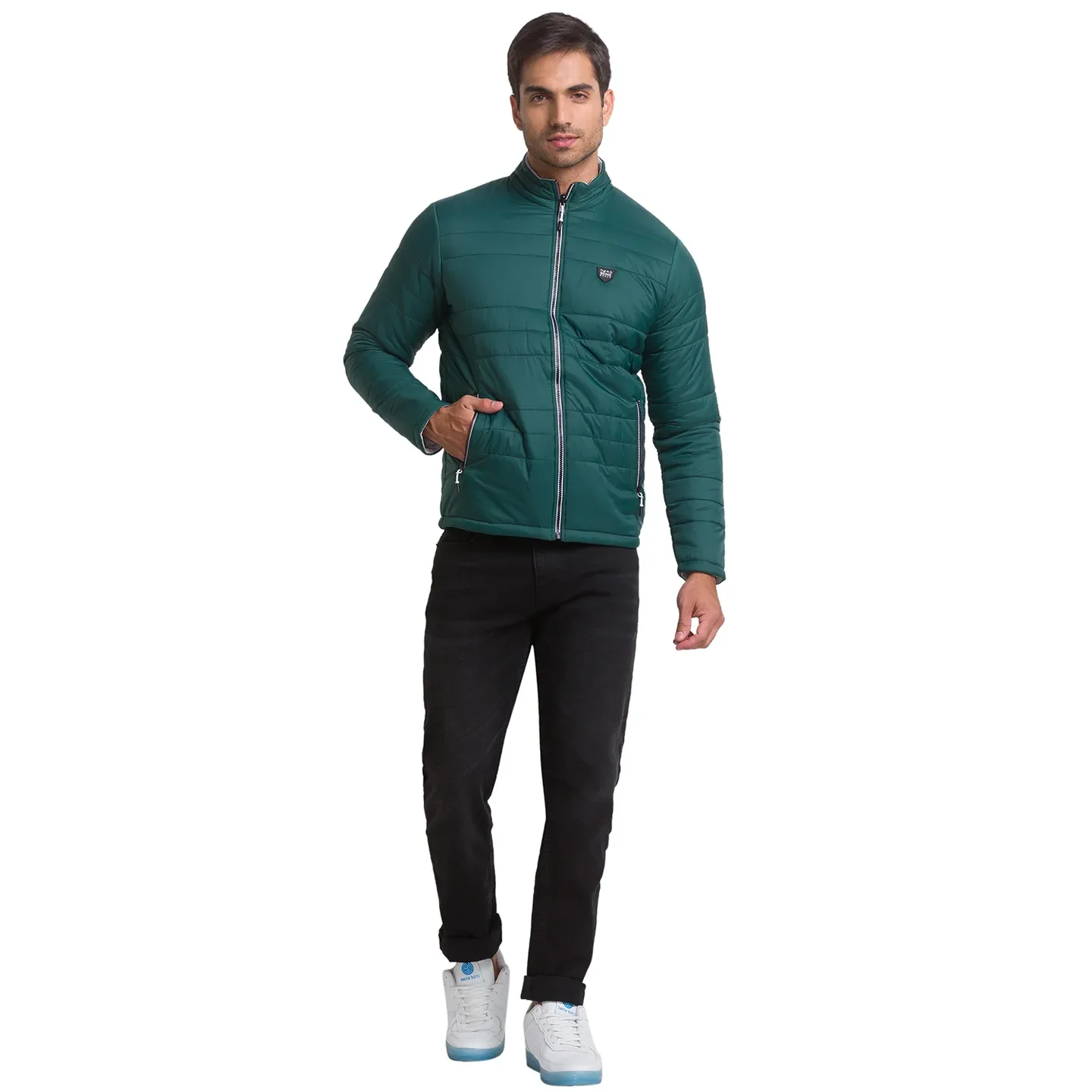 Green Regular Fit Long Sleeves Polyester Men's Jacket by Being Human Clothing - Image 2