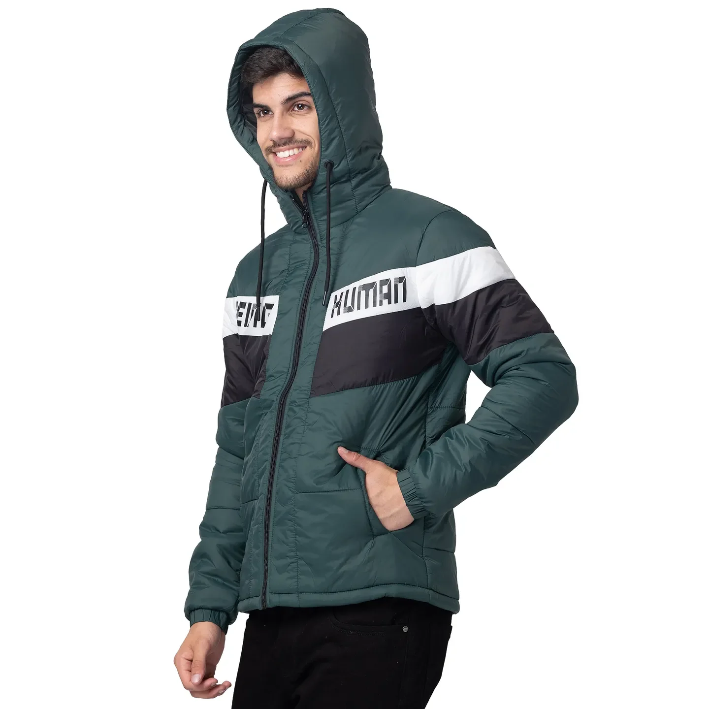 Green Regular Fit Long Sleeves Polyester Men's Jacket by Being Human Clothing - Image 2