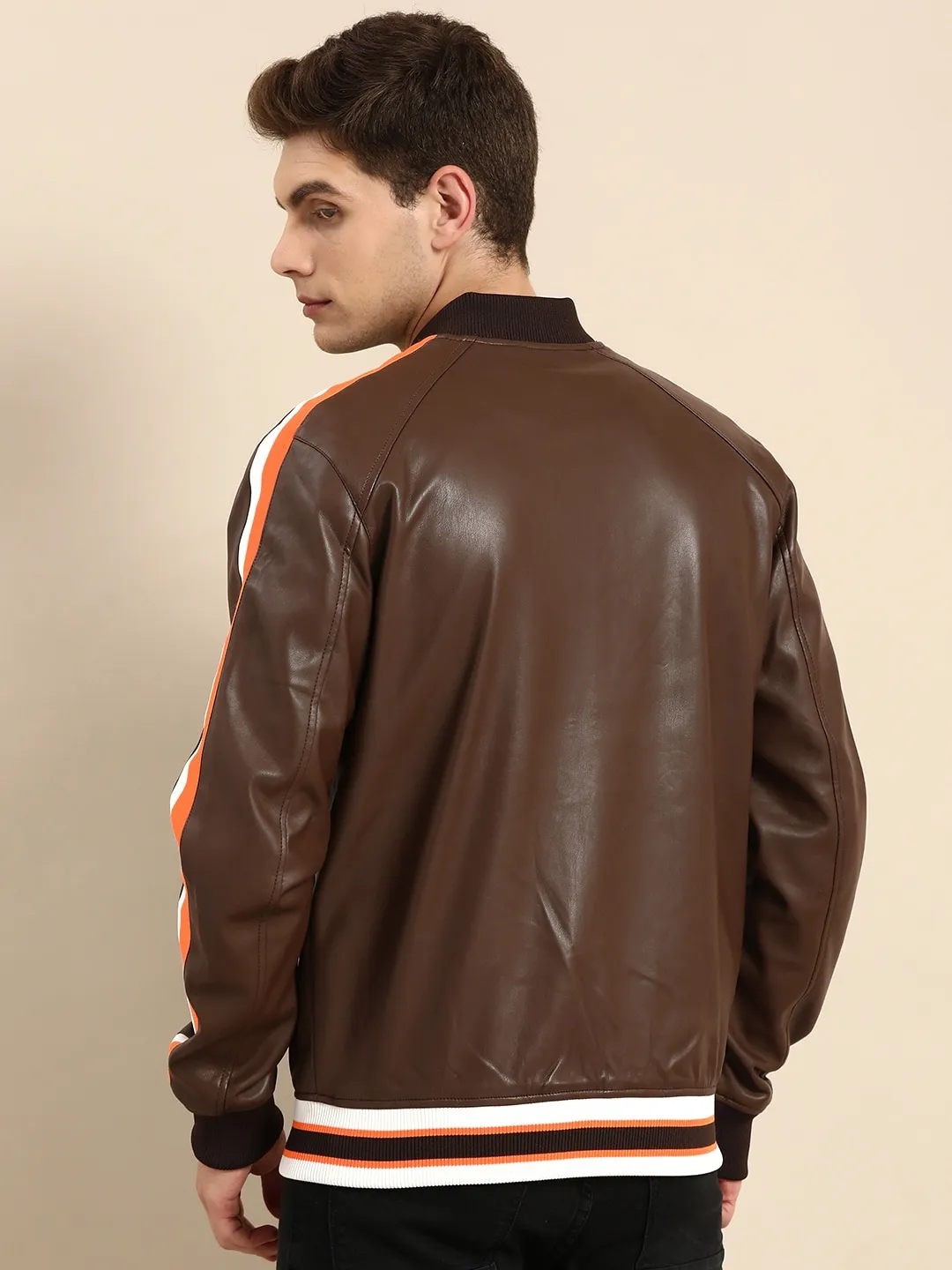 Brown Regular Fit Long Sleeves Cotton Men's Jacket by Being Human Clothing - Image 3