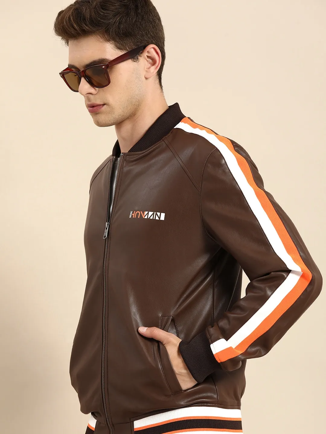 Brown Regular Fit Long Sleeves Cotton Men's Jacket by Being Human Clothing - Image 5