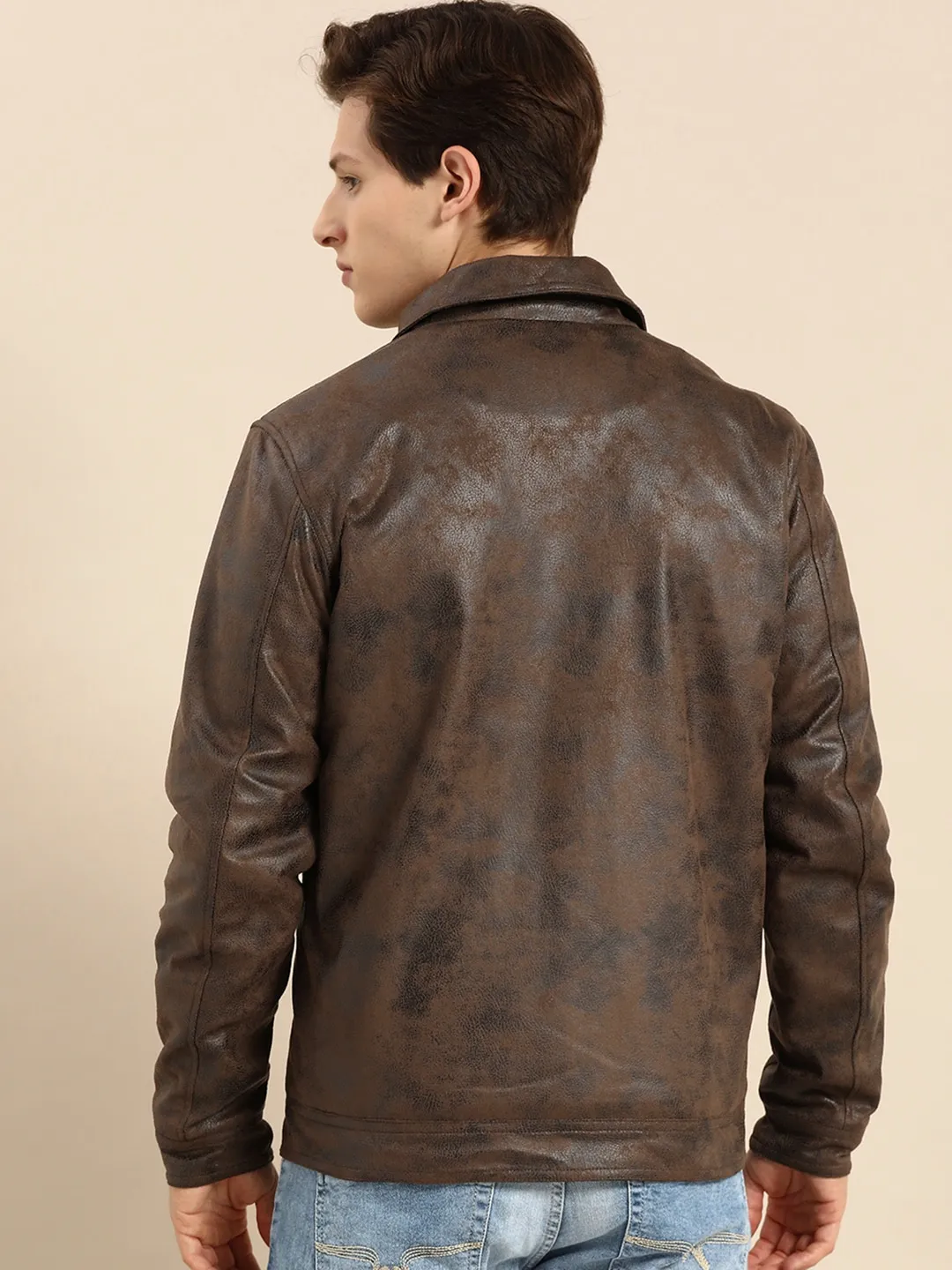 Brown Regular Fit Long Sleeves Cotton Men's Jacket by Being Human Clothing - Image 4