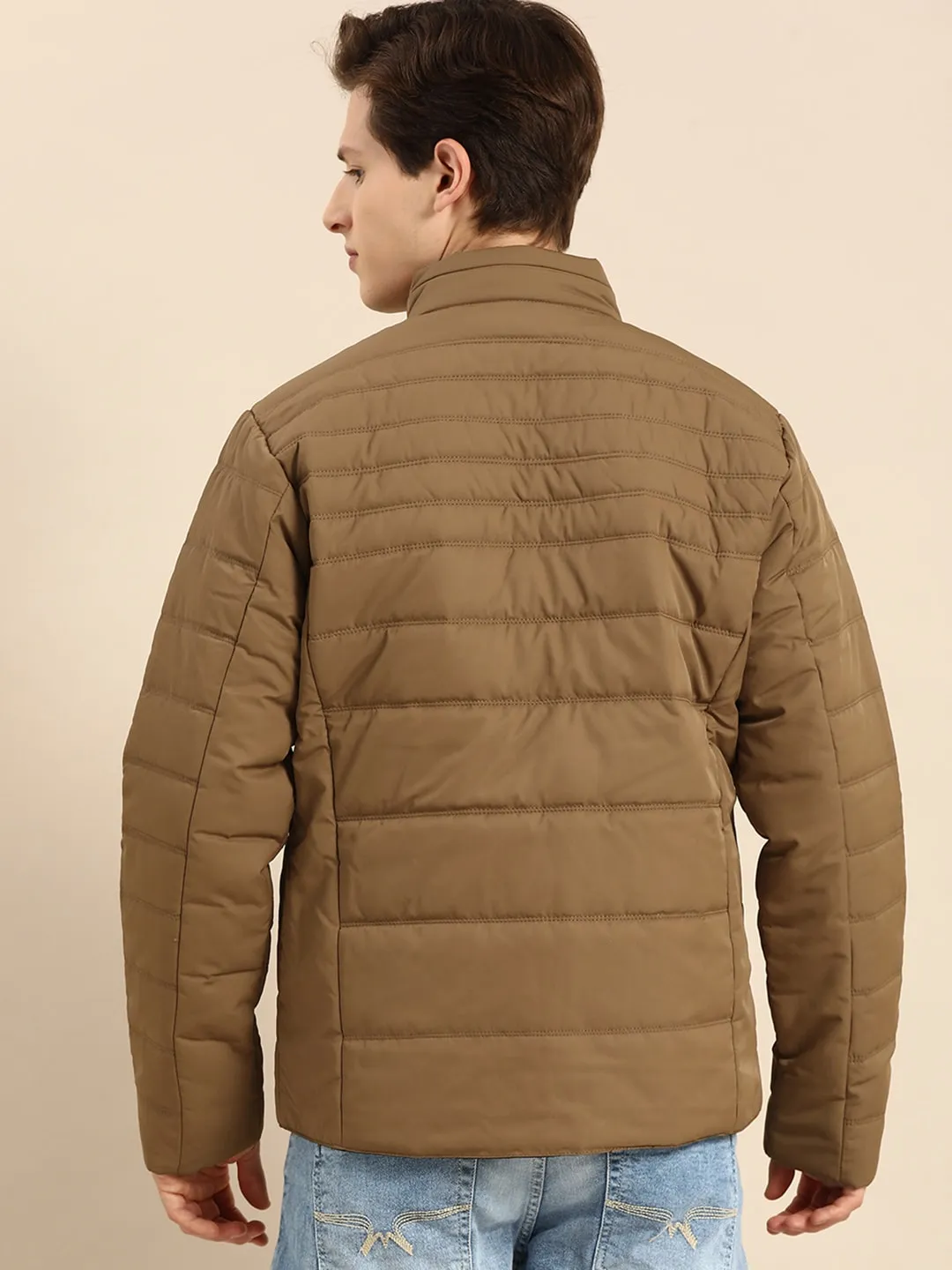 Brown Regular Fit Long Sleeves Cotton Men's Jacket by Being Human Clothing - Image 3