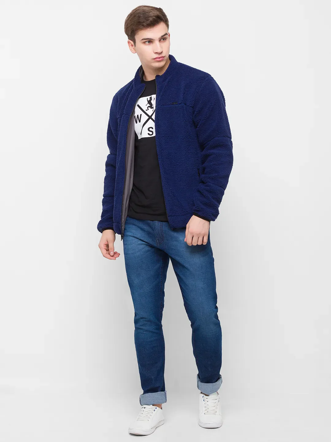 Grey Regular Fit Men's Jacket by Being Human Clothing - Image 4
