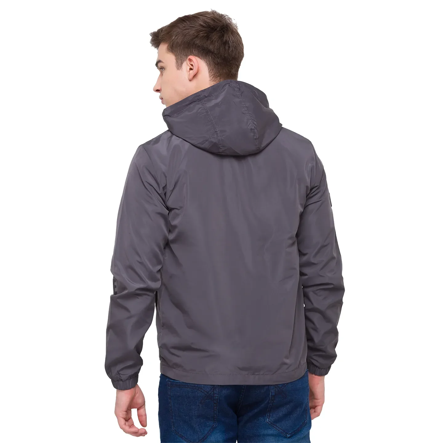 Grey Regular Fit Men's Jacket by Being Human Clothing - Image 3