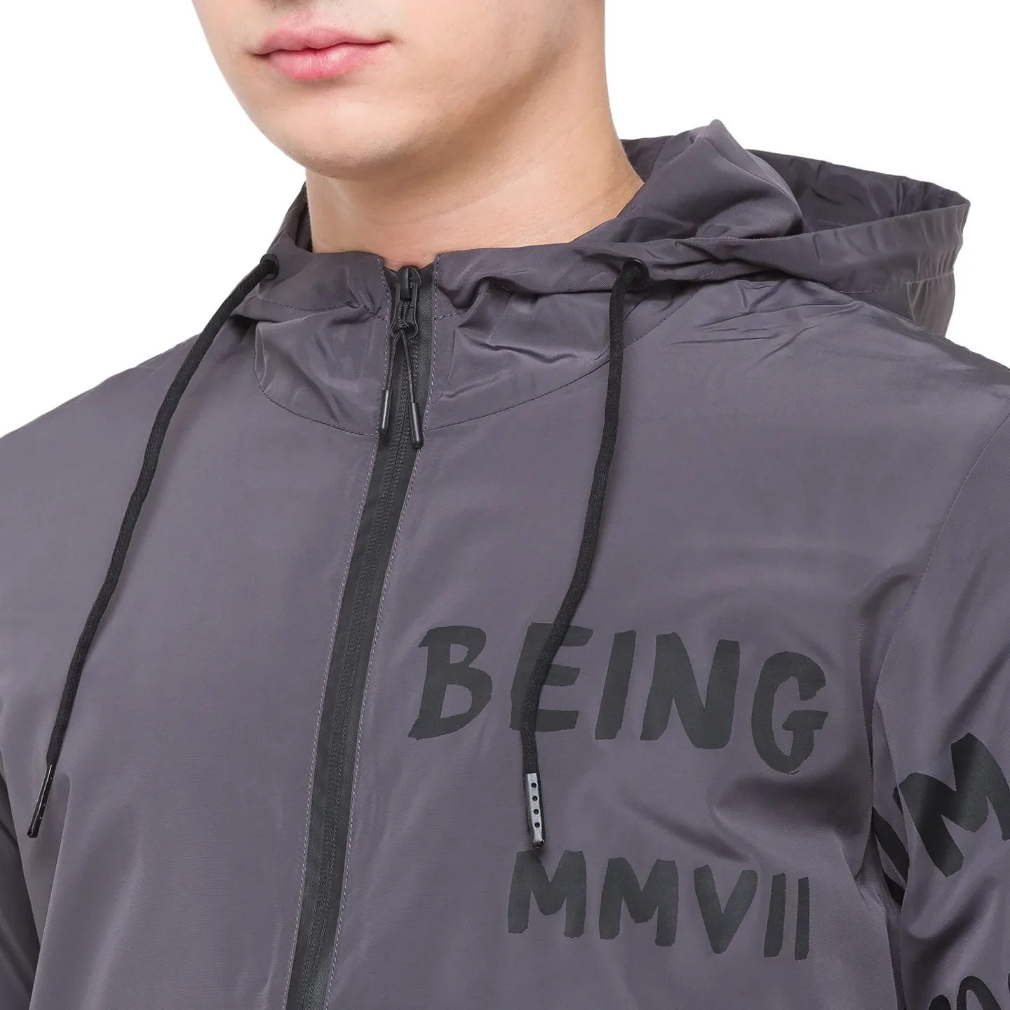 Grey Regular Fit Men's Jacket by Being Human Clothing - Image 4