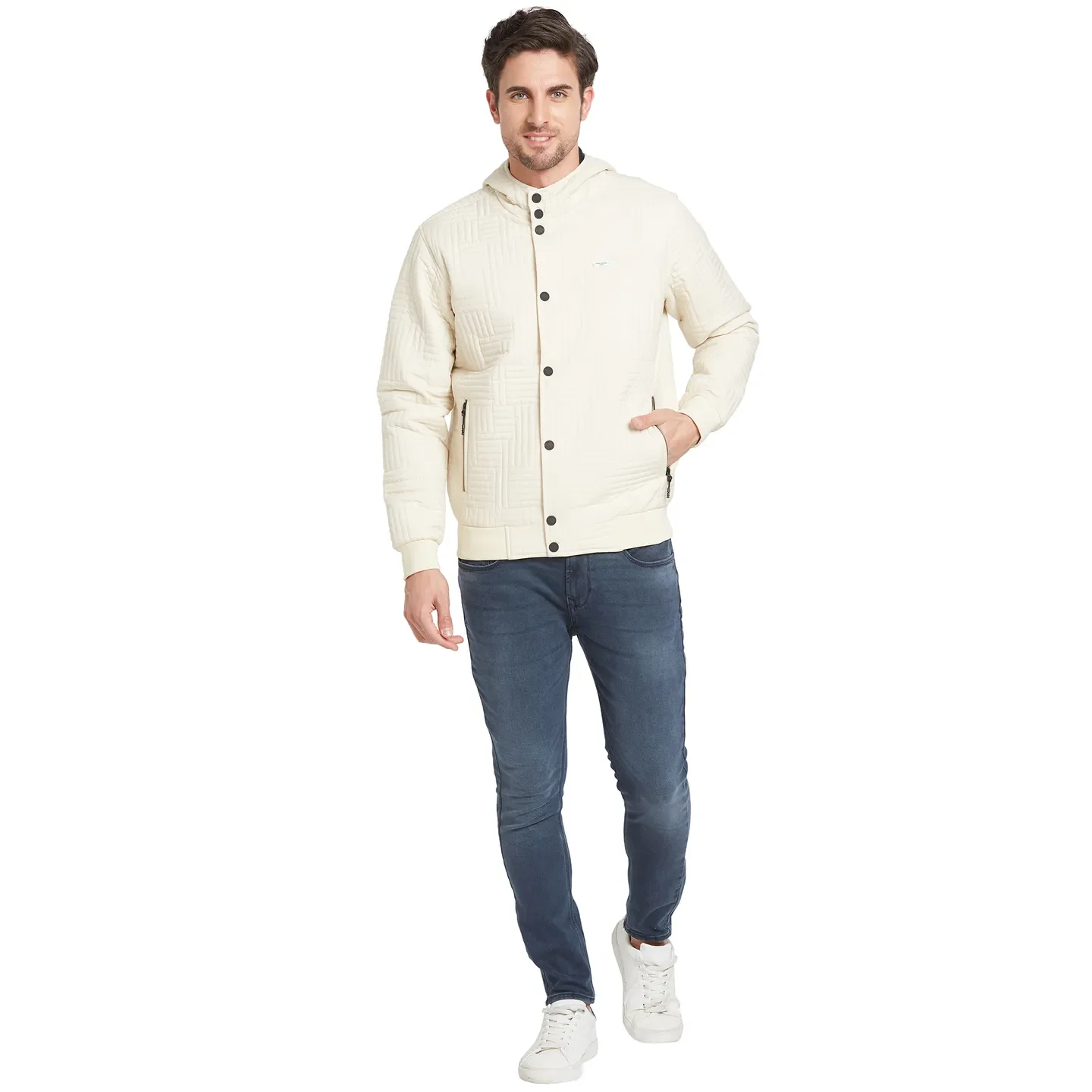 Beige Regular Fit Long Sleeves Men's Jacket by Being Human Clothing - Image 2
