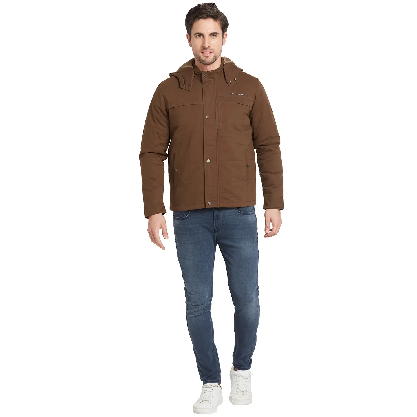 Brown Regular Fit Long Sleeves Men's Jacket by Being Human Clothing - Image 2