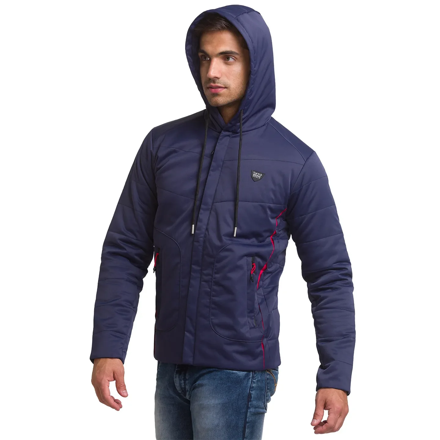 Blue Regular Fit Men's Jacket by Being Human Clothing - Image 4