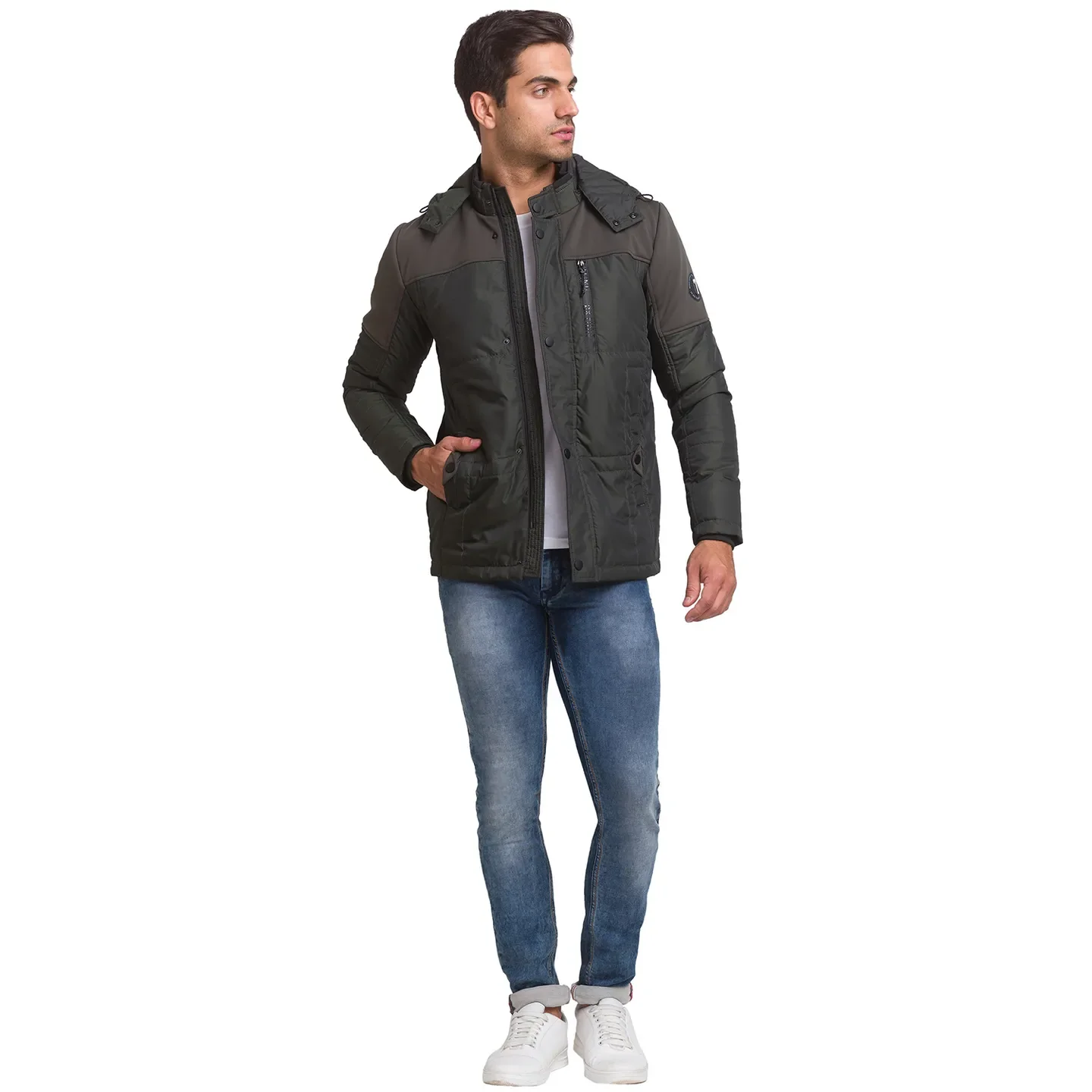 Green Regular Fit Long Sleeves Polyester Men's Jacket by Being Human Clothing - Image 2