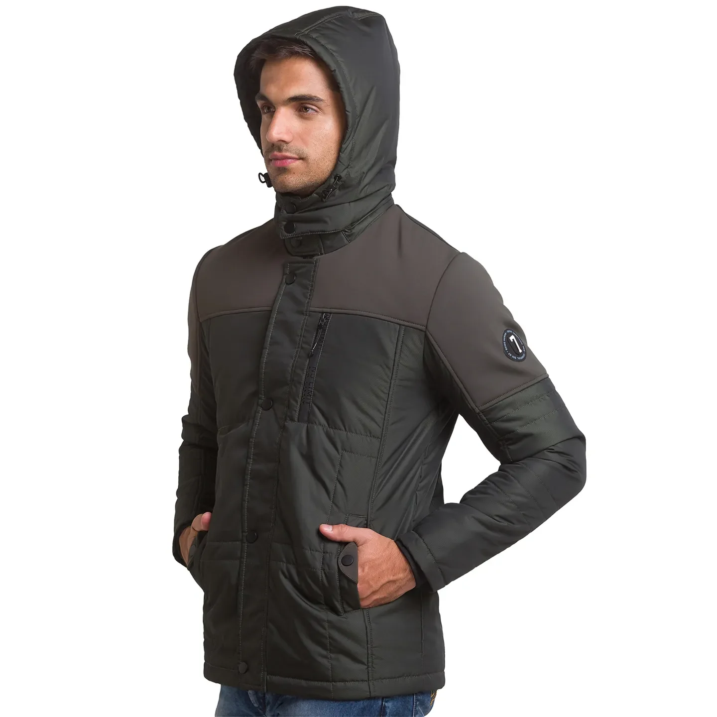 Green Regular Fit Long Sleeves Polyester Men's Jacket by Being Human Clothing - Image 4