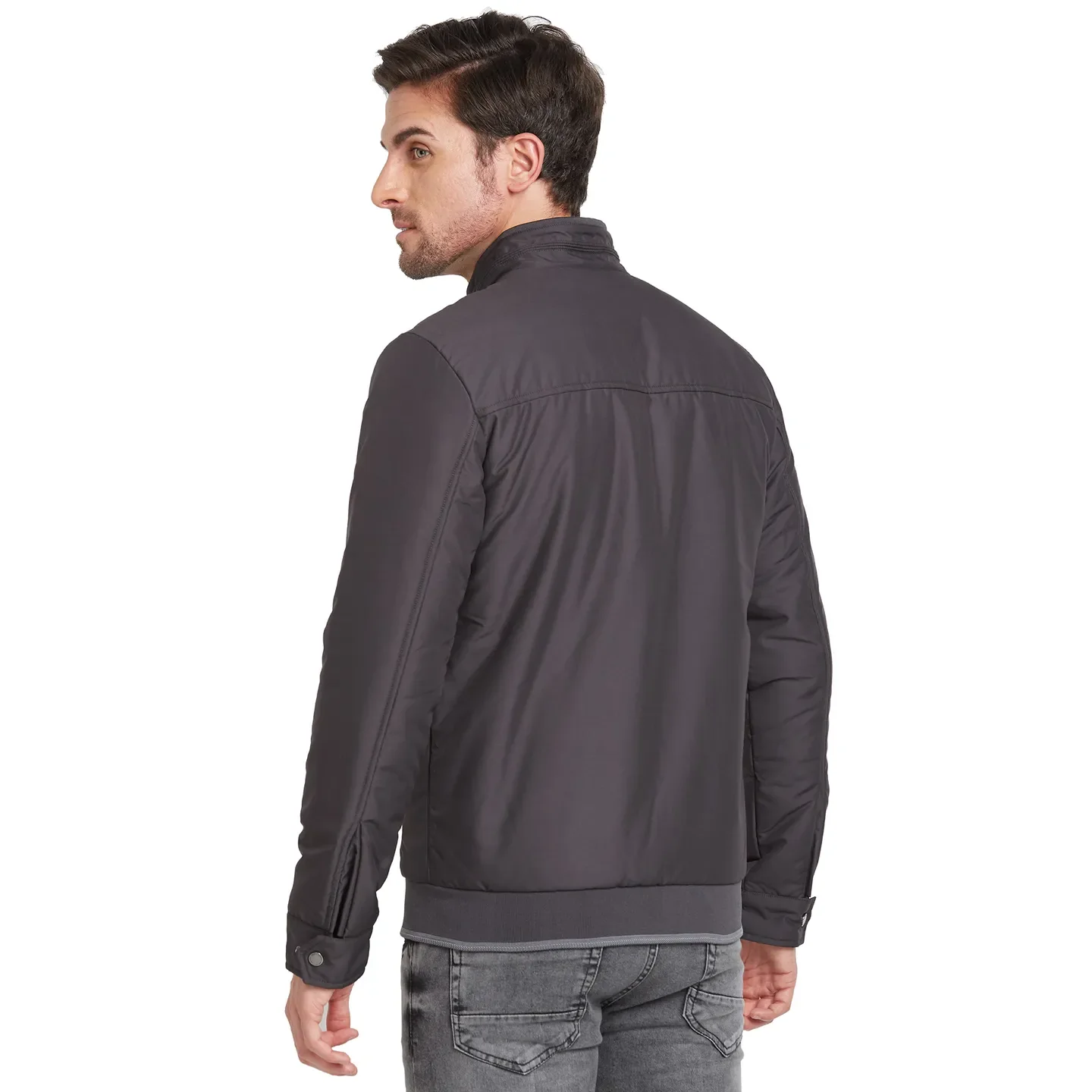 Grey Regular Fit Long Sleeves Men's Jacket by Being Human Clothing - Image 3