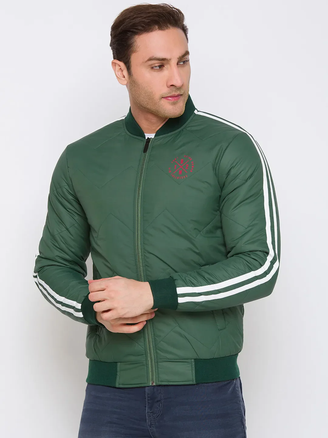 Green Regular Fit Long Sleeves Cotton Men's Jacket by Being Human Clothing
