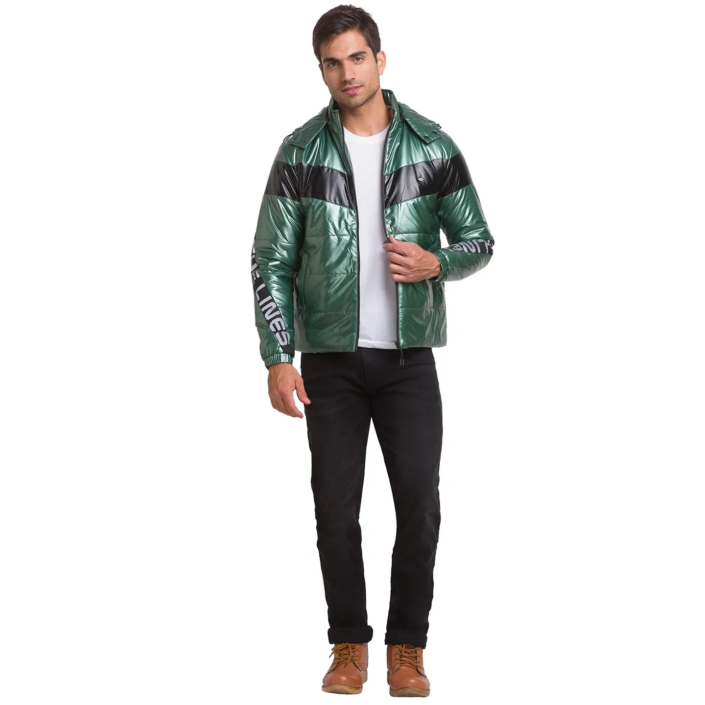 Green Regular Fit Men's Jacket by Being Human Clothing - Image 5