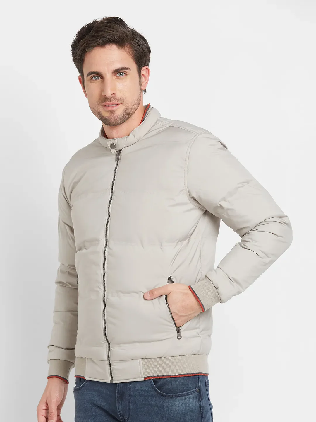 Grey Regular Fit Long Sleeves Men's Jacket by Being Human Clothing - Image 4