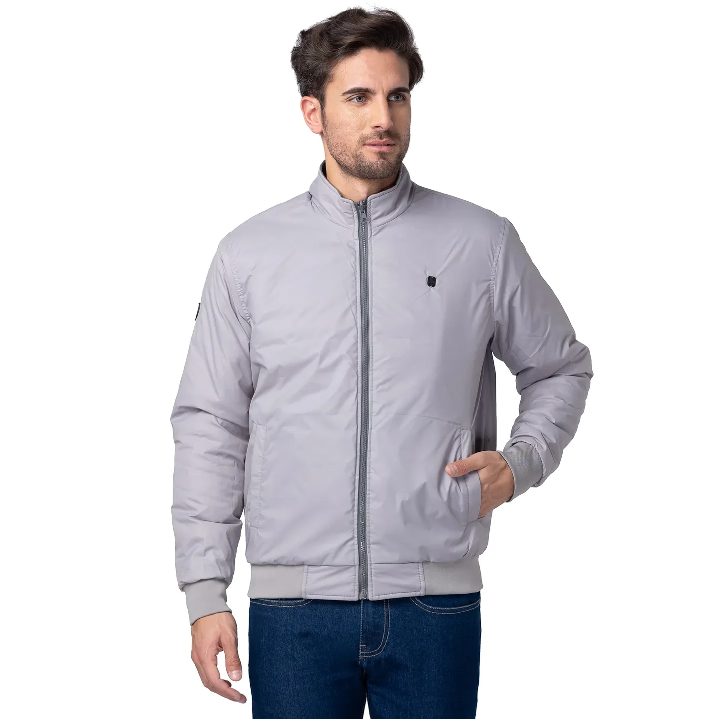 Grey Regular Fit Men's Jacket by Being Human Clothing