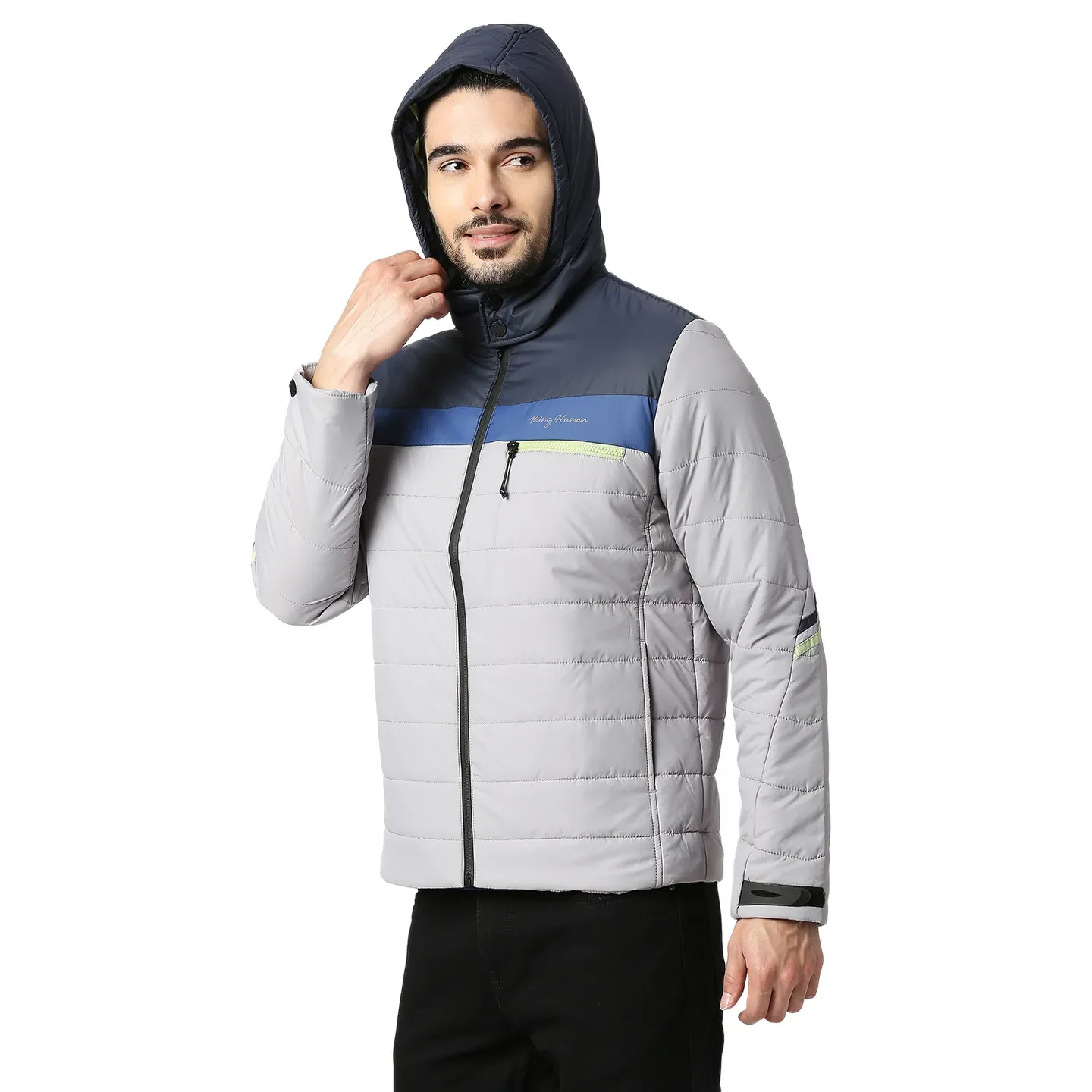 Grey Regular Fit Long Sleeves Polyester Men's Jacket by Being Human Clothing - Image 2