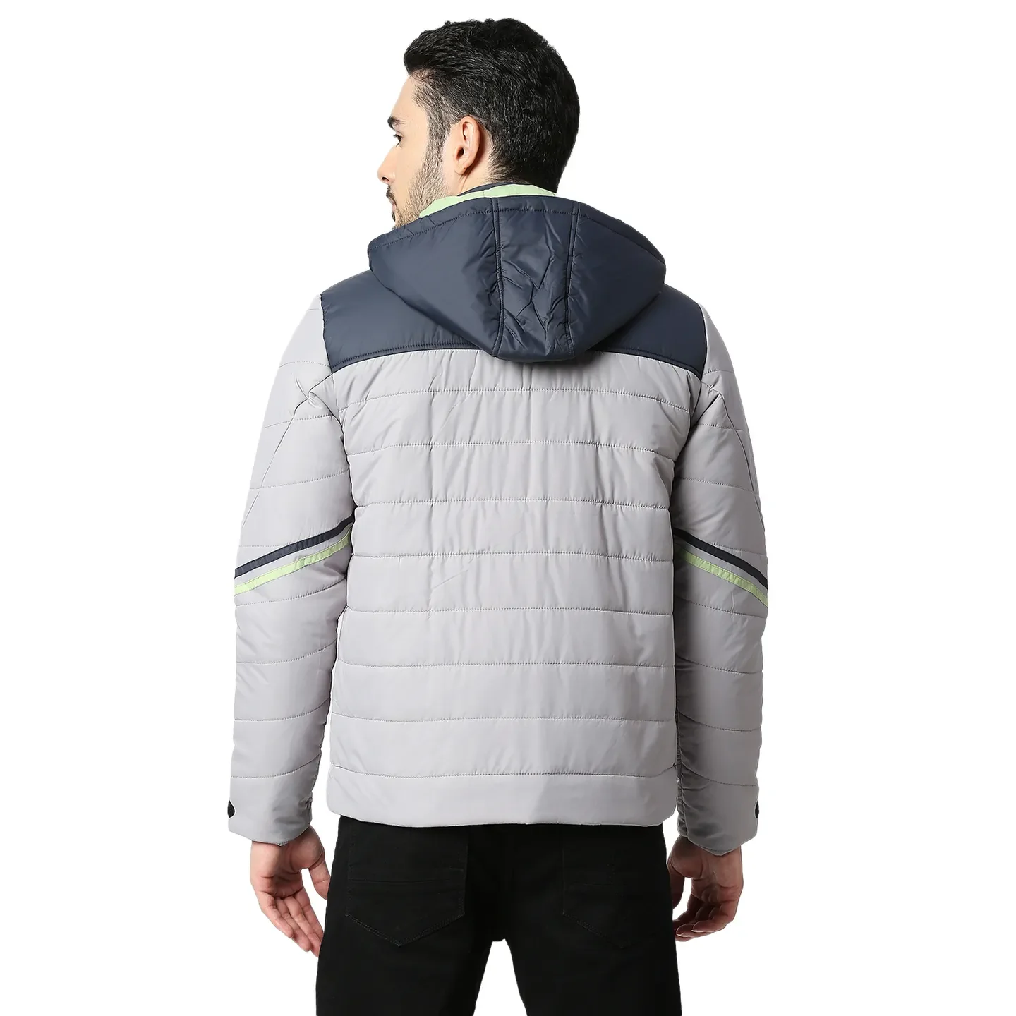 Grey Regular Fit Long Sleeves Polyester Men's Jacket by Being Human Clothing - Image 3