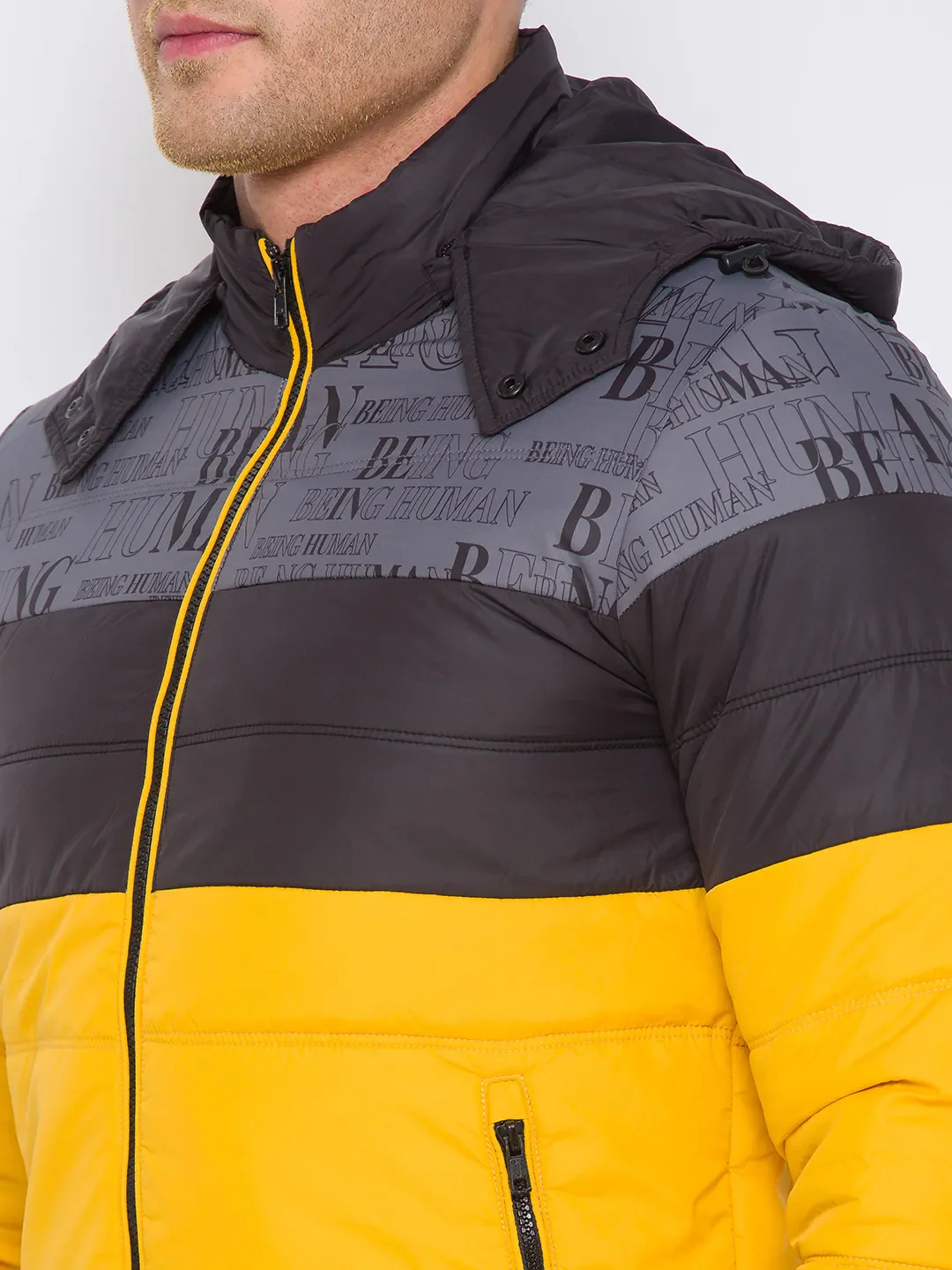 Grey Regular Fit Men's Jacket by Being Human Clothing - Image 4