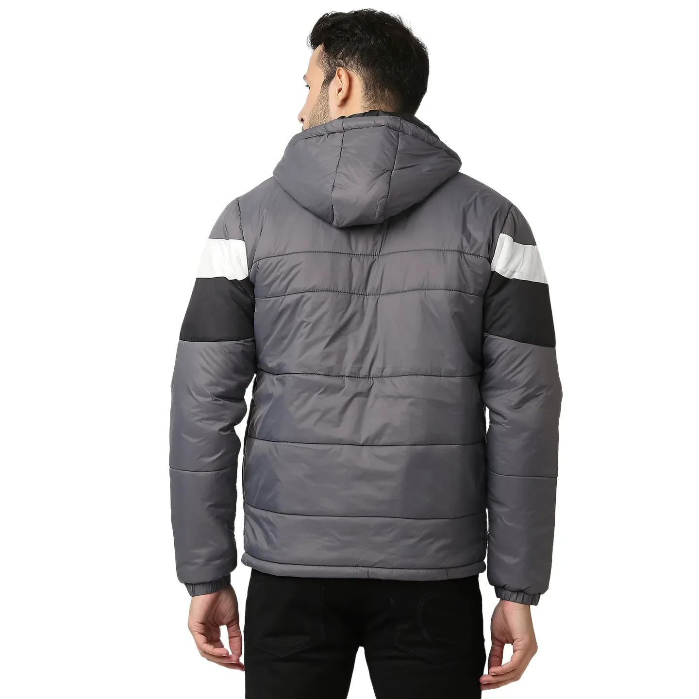 Grey Regular Fit Long Sleeves Polyester Men's Jacket by Being Human Clothing - Image 4