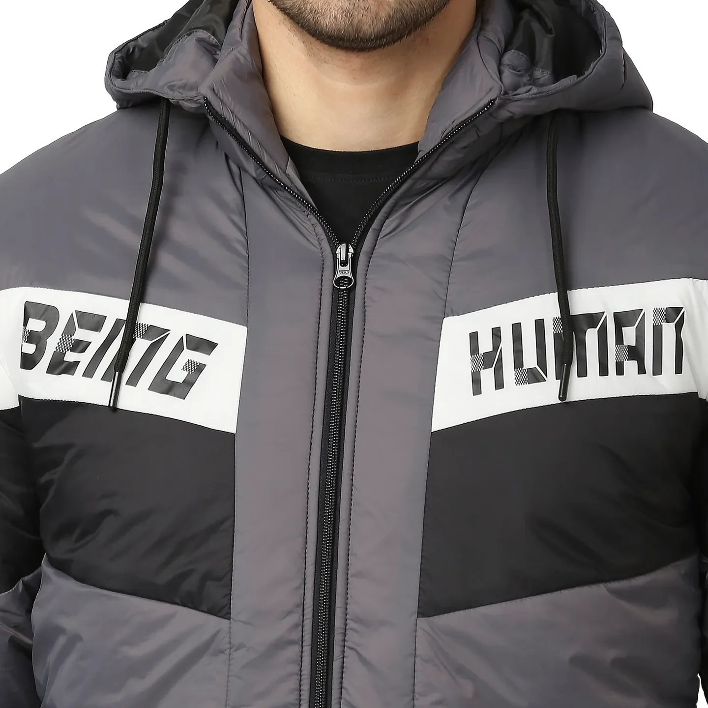 Grey Regular Fit Long Sleeves Polyester Men's Jacket by Being Human Clothing - Image 5