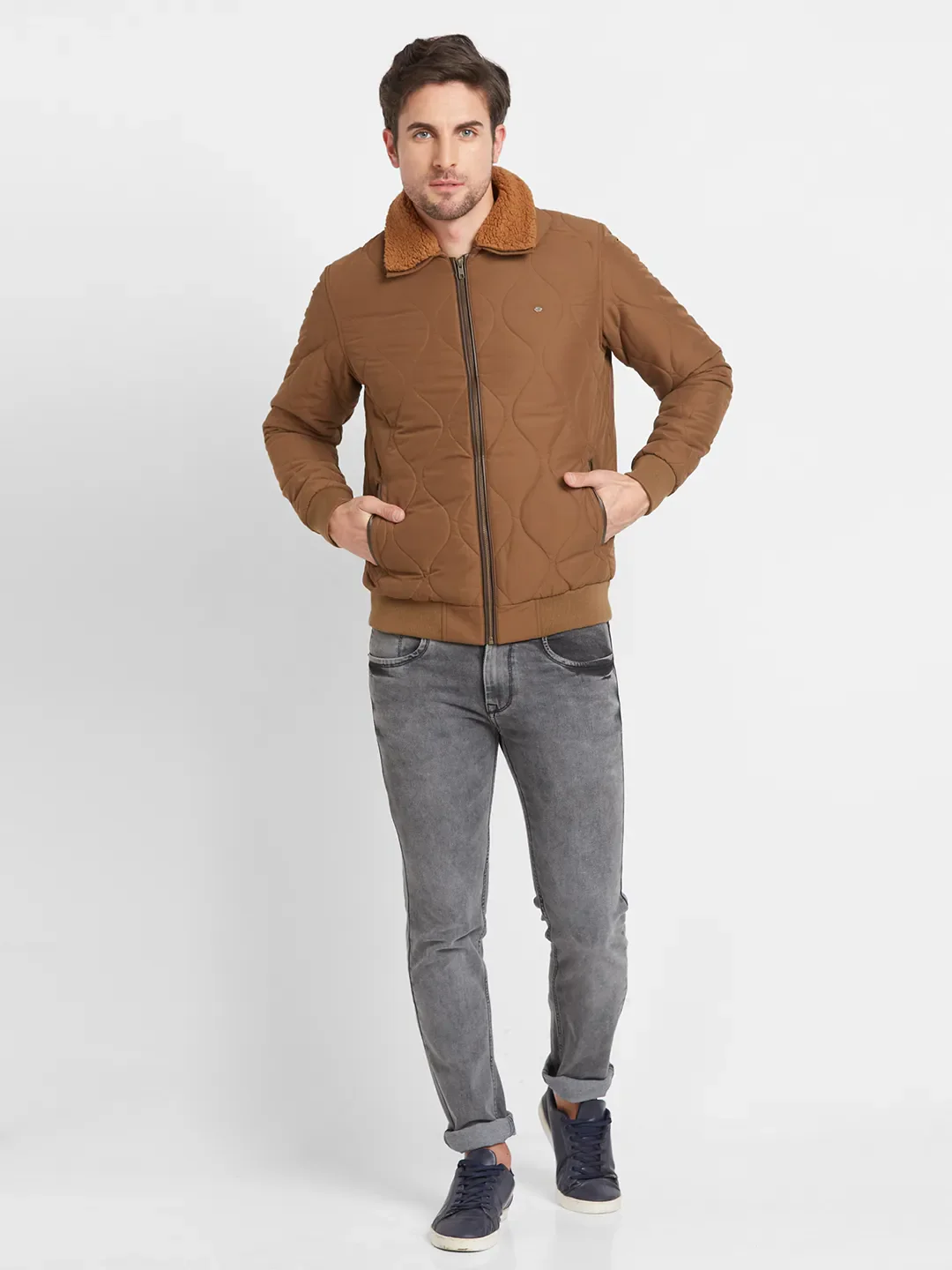Brown Regular Fit Long Sleeves Men's Jacket by Being Human Clothing - Image 2