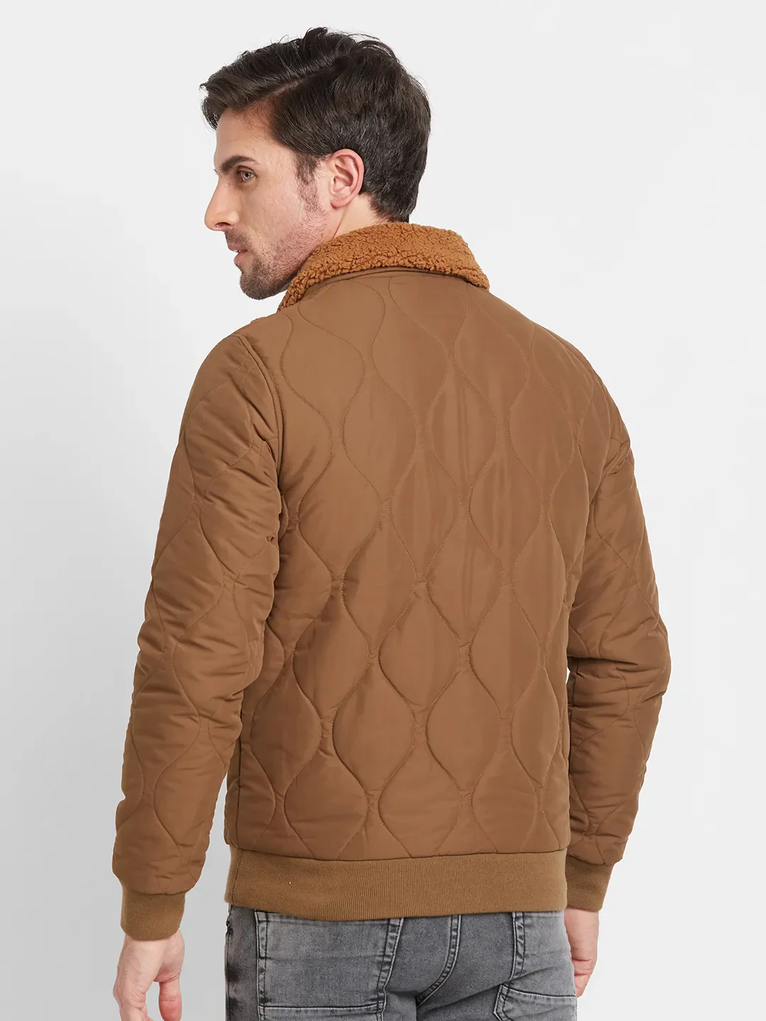 Brown Regular Fit Long Sleeves Men's Jacket by Being Human Clothing - Image 3