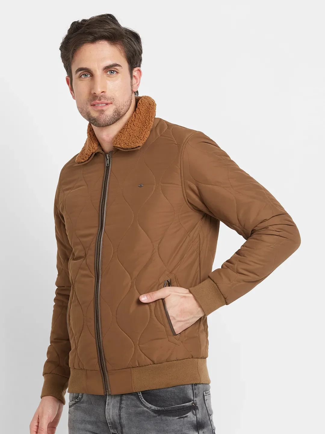 Brown Regular Fit Long Sleeves Men's Jacket by Being Human Clothing - Image 4