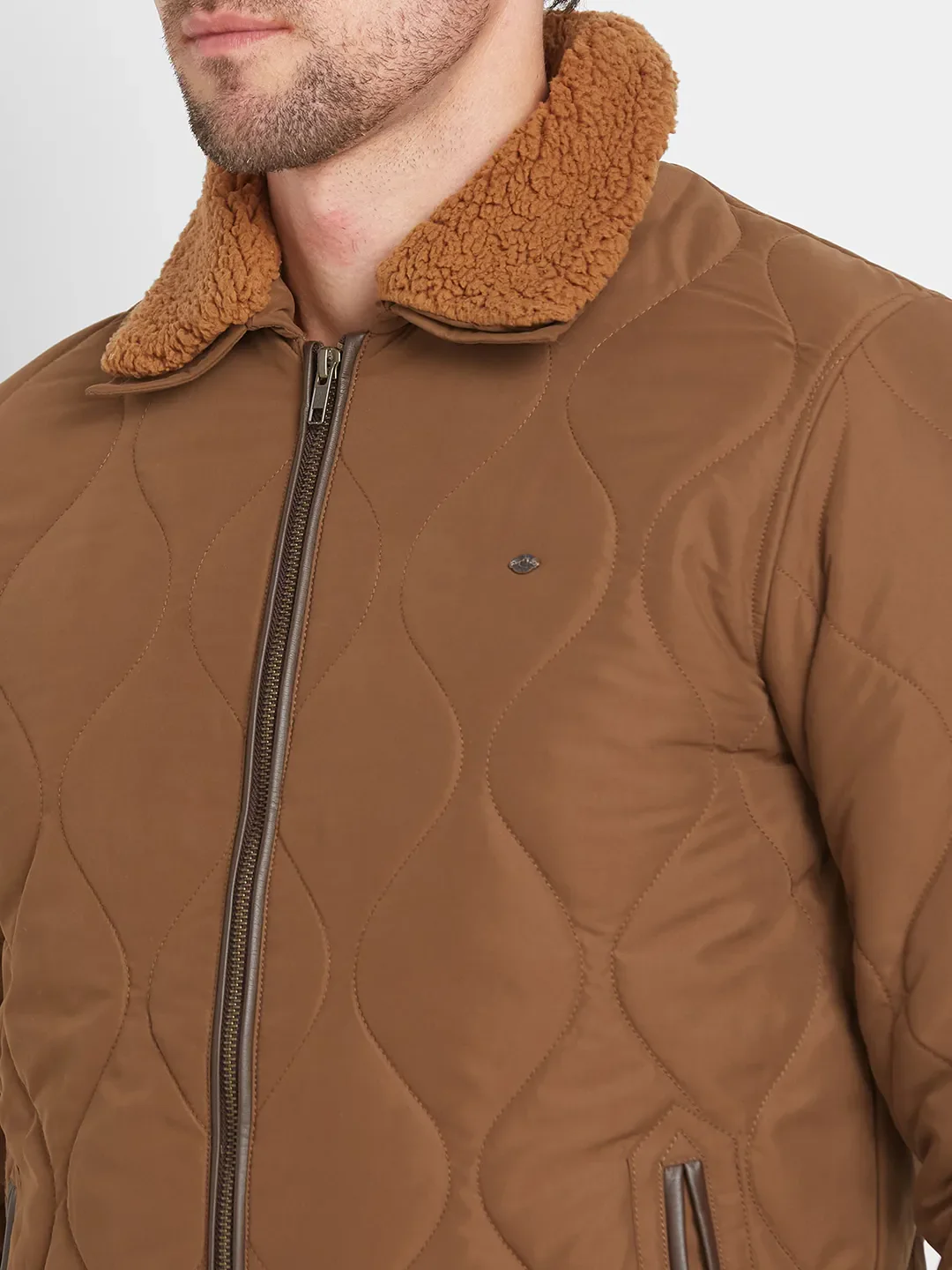 Brown Regular Fit Long Sleeves Men's Jacket by Being Human Clothing - Image 5