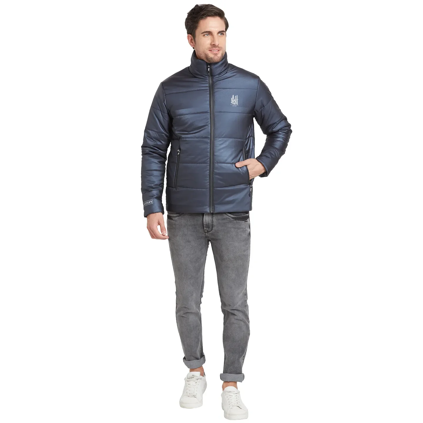 Navy Regular Fit Men's Jacket by Being Human Clothing - Image 2