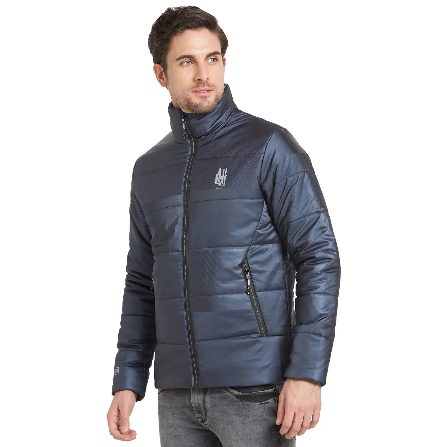 Navy Regular Fit Men's Jacket by Being Human Clothing - Image 4