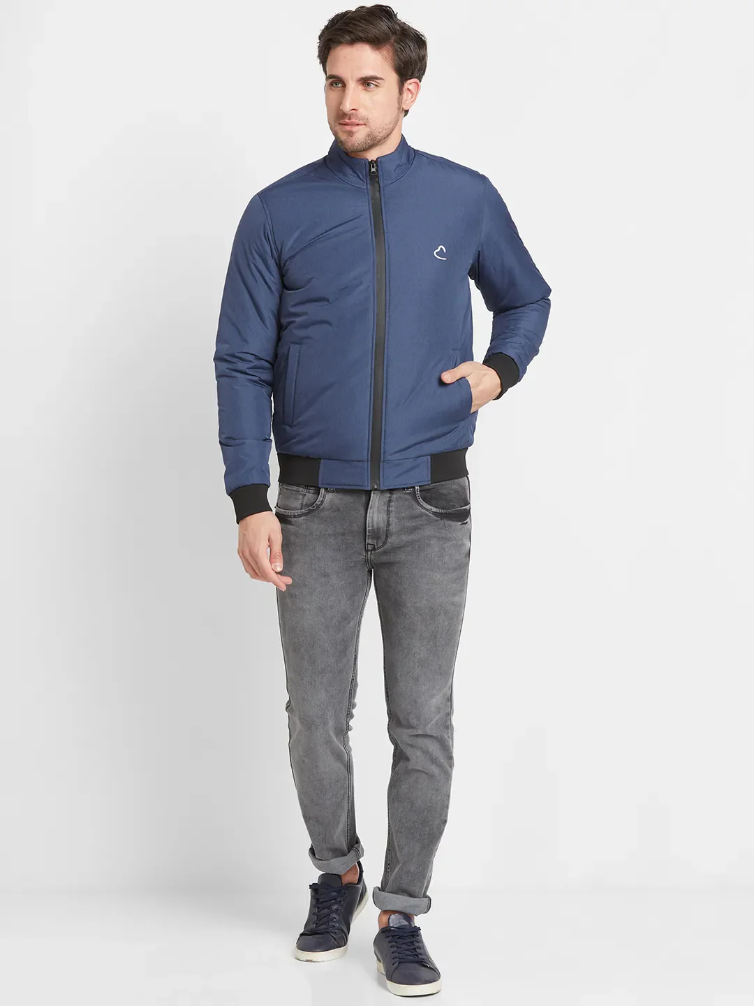 Navy Regular Fit Men's Jacket by Being Human Clothing - Image 2