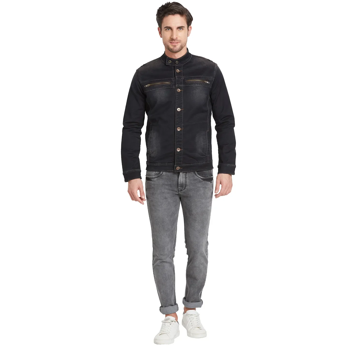 Blue Regular Fit Long Sleeves Men's Jacket by Being Human Clothing - Image 2