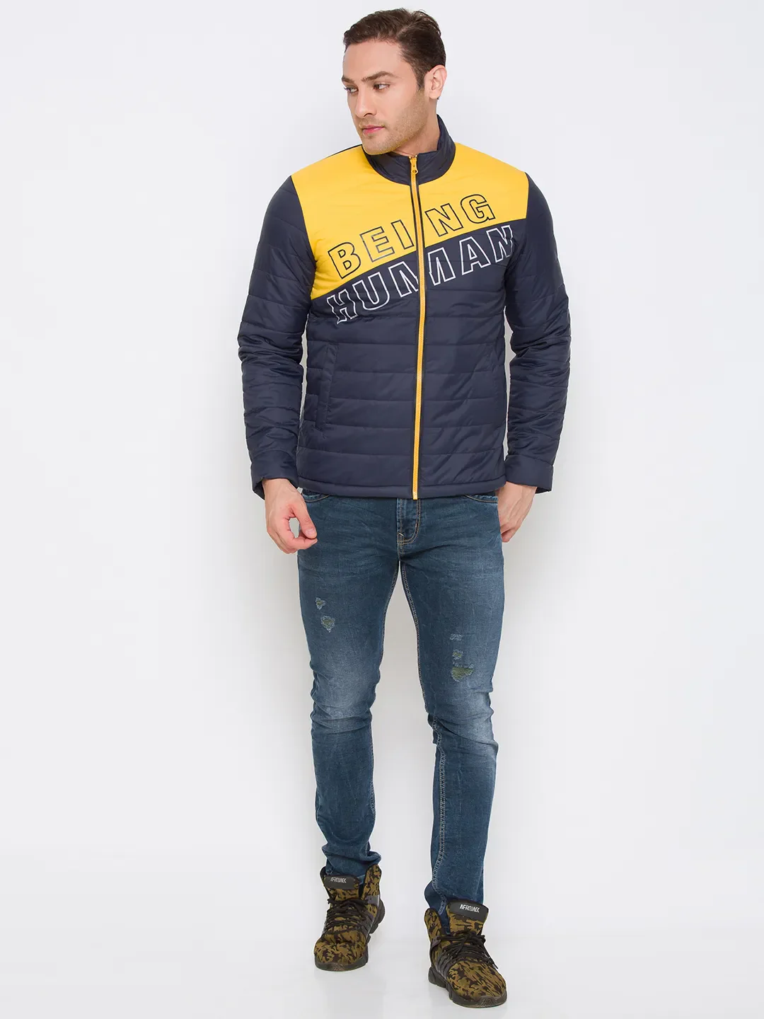 Blue Regular Fit Long Sleeves Cotton Men's Jacket by Being Human Clothing - Image 5