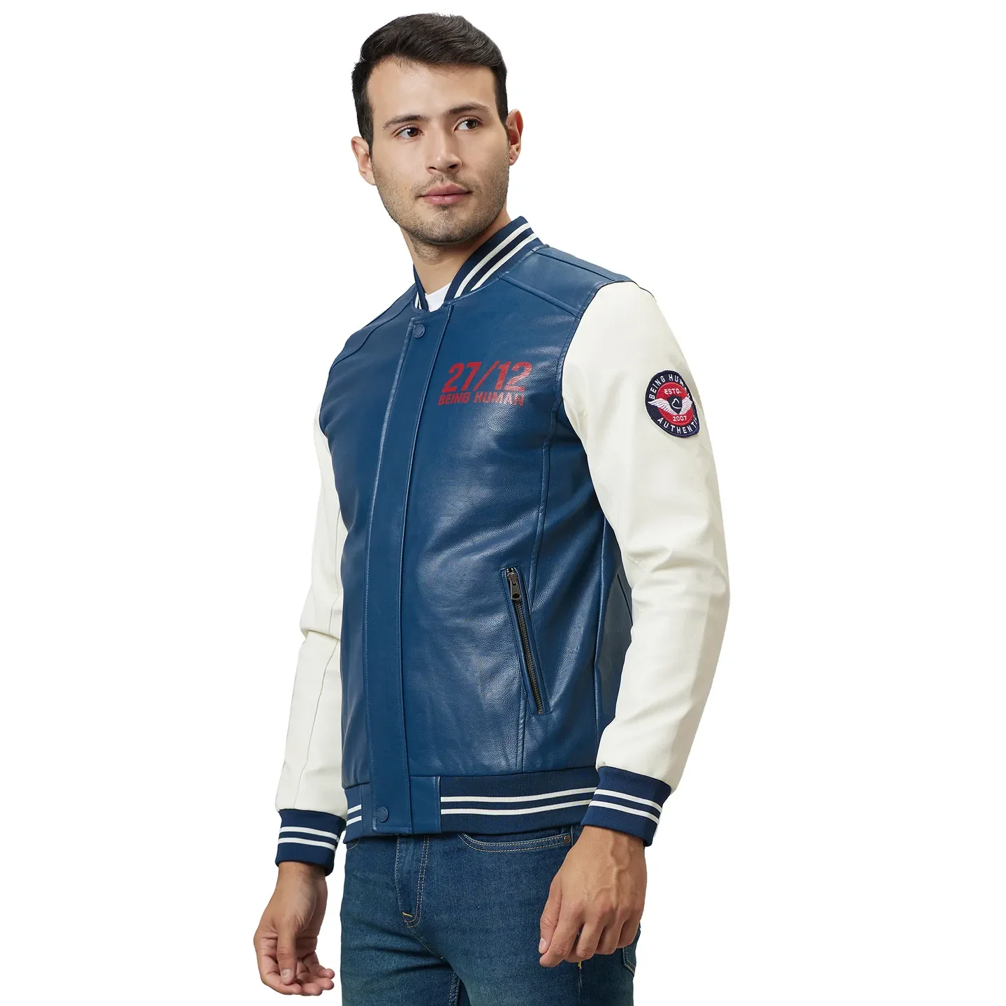 Navy Regular Fit Men's Jacket by Being Human Clothing - Image 2