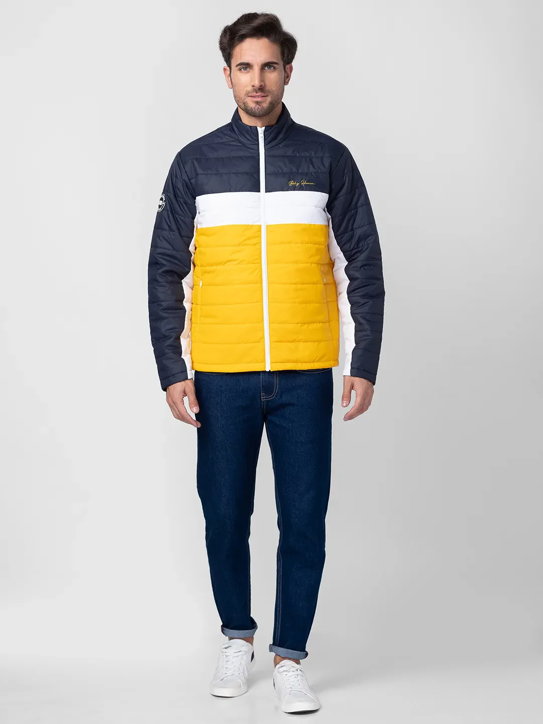 Navy Regular Fit Men's Jacket by Being Human Clothing - Image 2