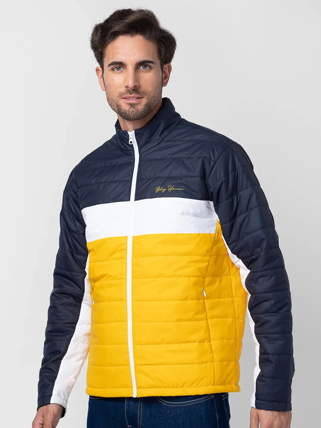 Navy Regular Fit Men's Jacket by Being Human Clothing - Image 4