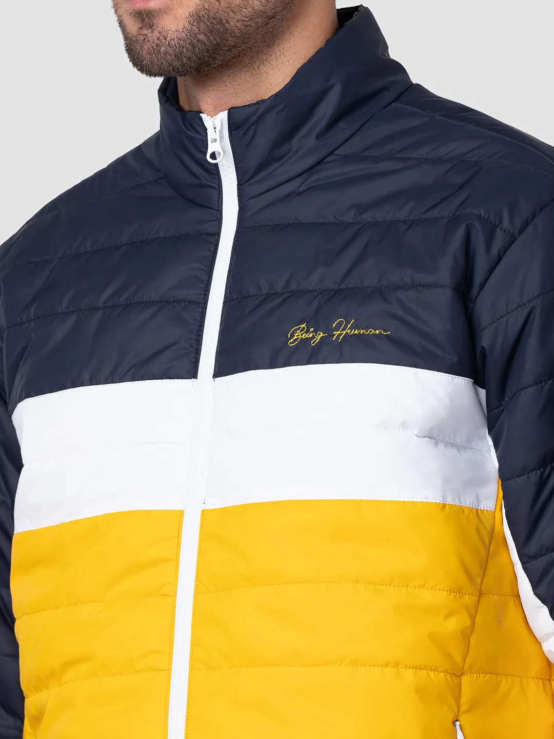 Navy Regular Fit Men's Jacket by Being Human Clothing - Image 5