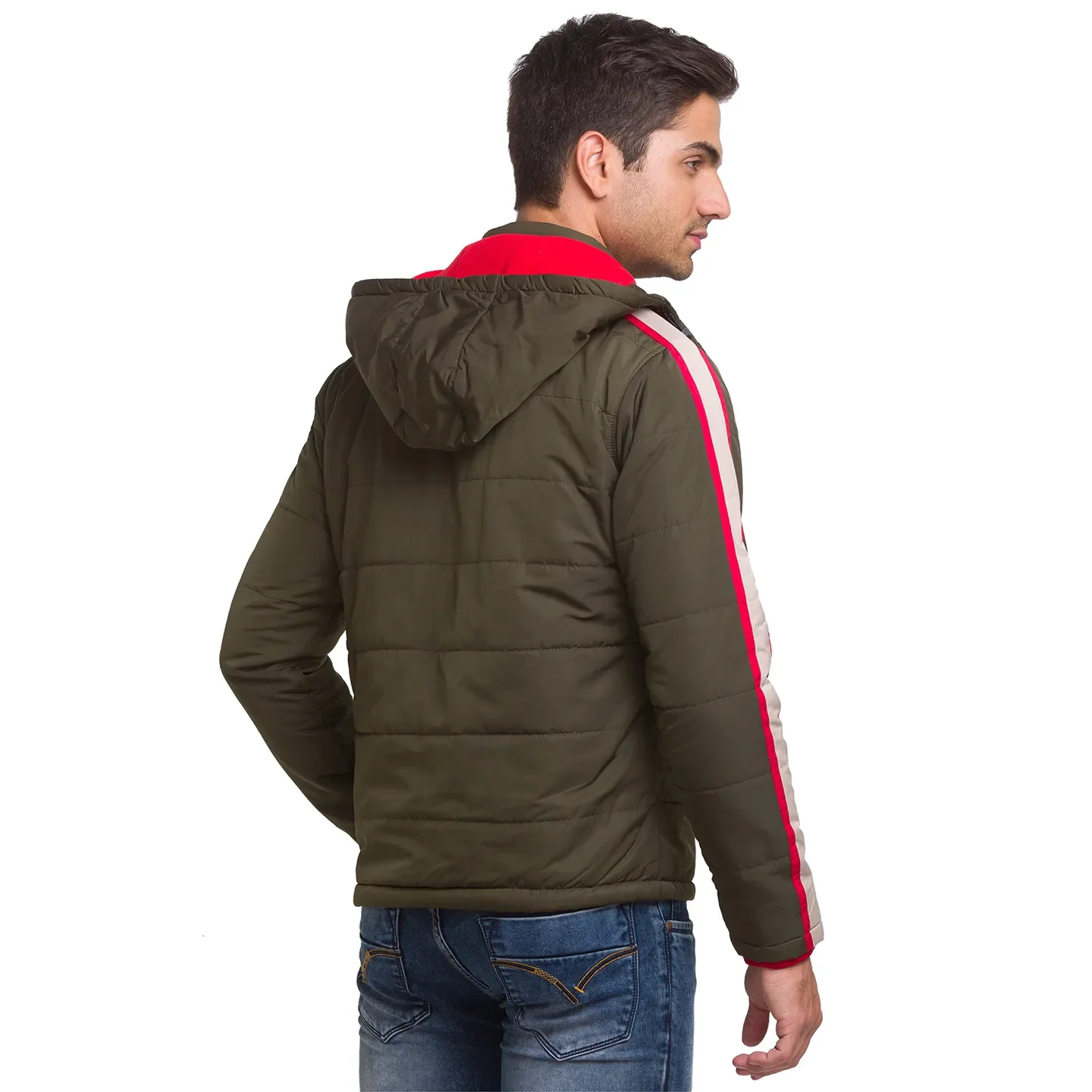 Olive Regular Fit Men's Jacket by Being Human Clothing - Image 3