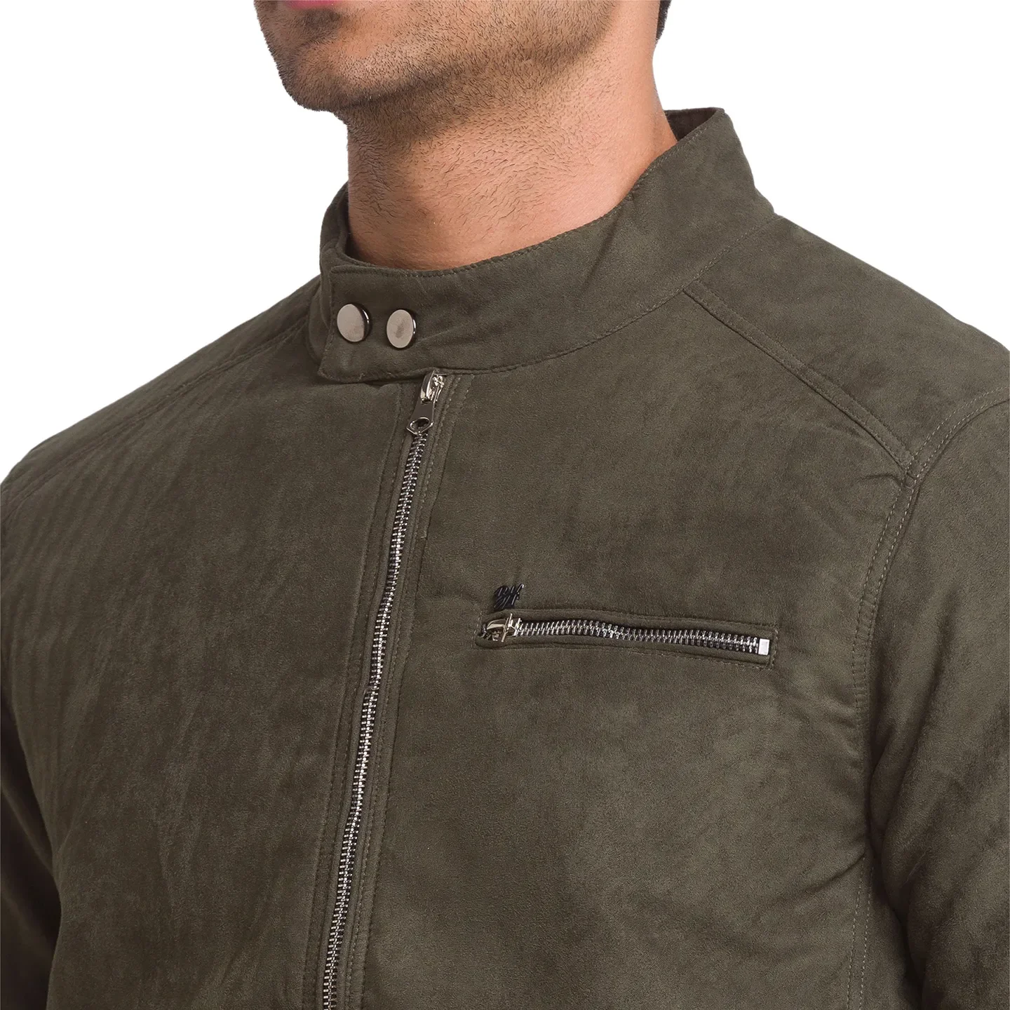 Olive Regular Fit Long Sleeves Polyester Men's Jacket by Being Human Clothing - Image 5