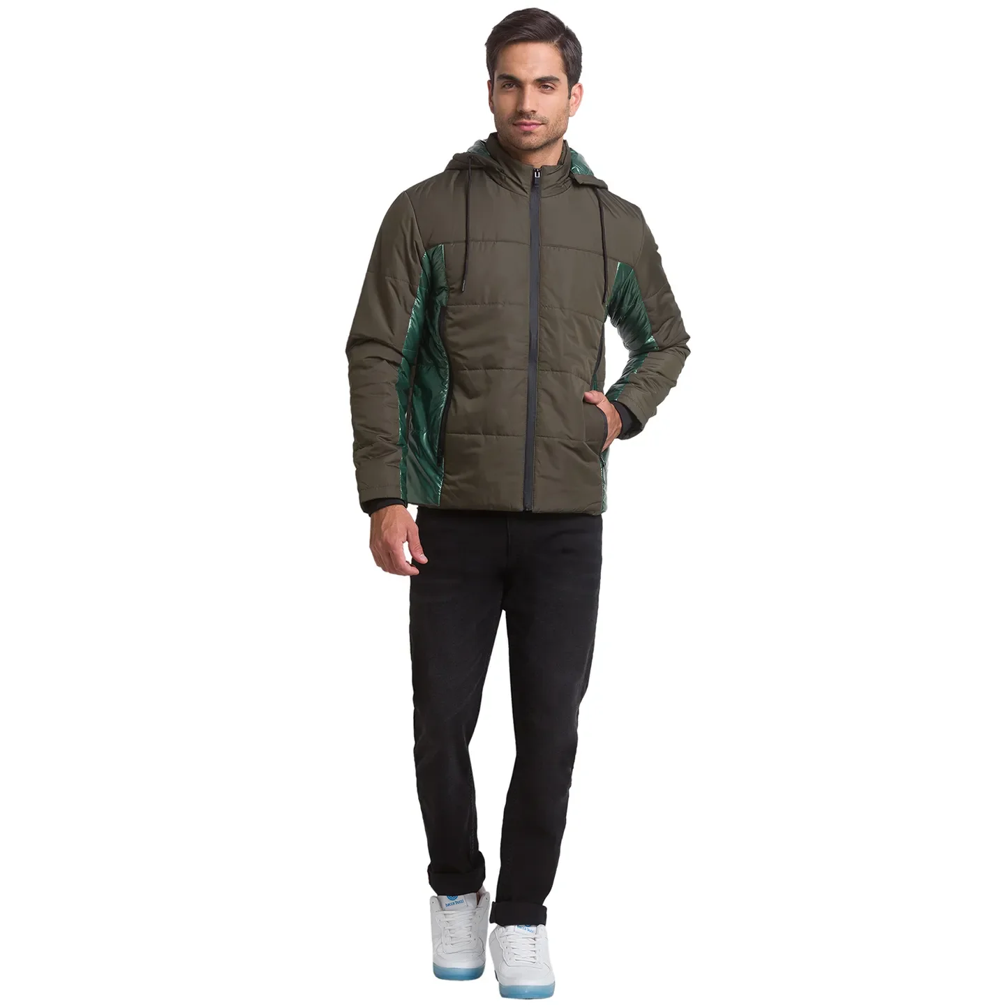 Olive Regular Fit Men's Jacket by Being Human Clothing - Image 2