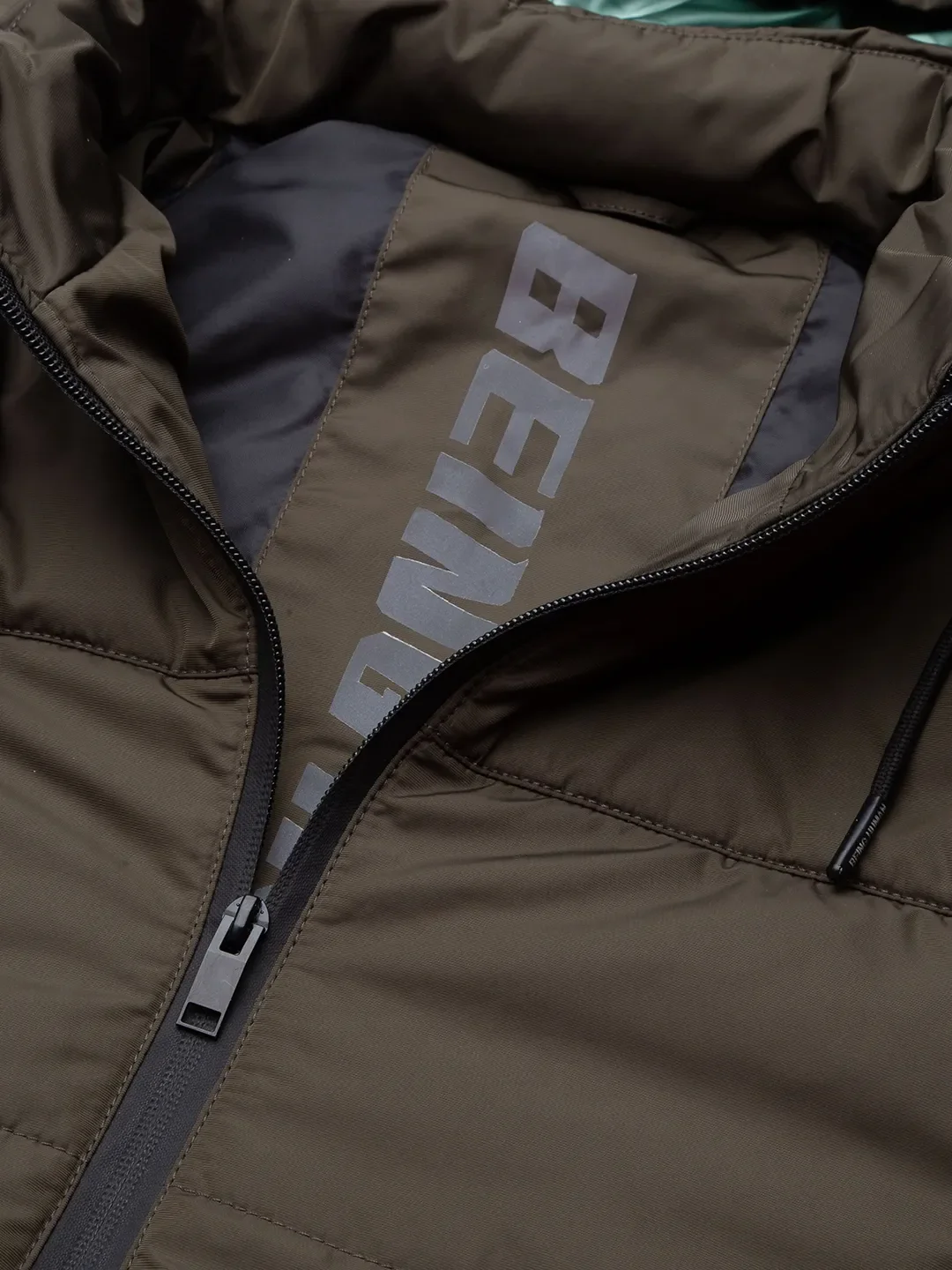 Olive Regular Fit Men's Jacket by Being Human Clothing - Image 4